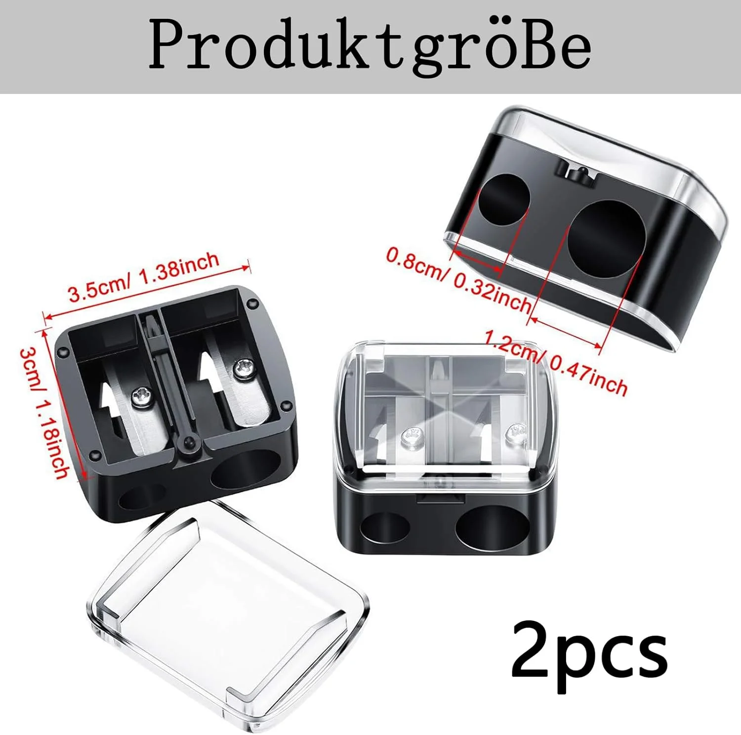 مجموعه 2 عددی تراش آرایشی GIONAR، تراش مداد آرایشی، مدادهای آرایشی، تراش برقی برای مداد ابرو، مداد چشم