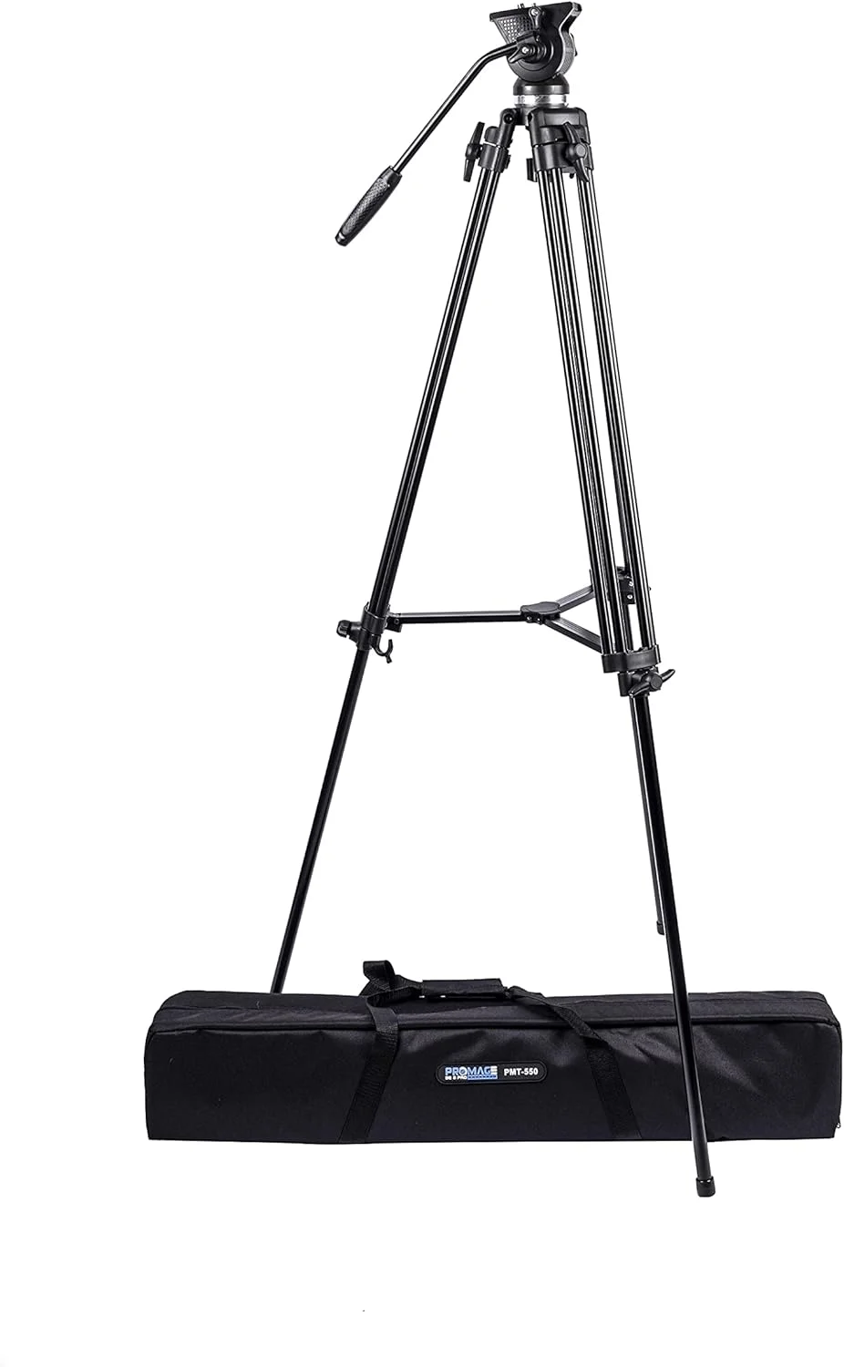 سه پایه فیلمبرداری حرفه ای Promage PMT-550 | آلیاژ آلومینیوم با هد مایع، دسته بلند و کیف حمل (89-185 سانتی متر) | ساختار قوی برای دوربین های فیلمبرداری بزرگ سه پایه فیلمبرداری حرفه ای Promage PMT-550 | آلیاژ آلومینیوم با هد مایع، دسته بلند و کیف حمل (89-185 سانتی متر) | ساختار قوی برای دوربین های فیلمبرداری بزرگ