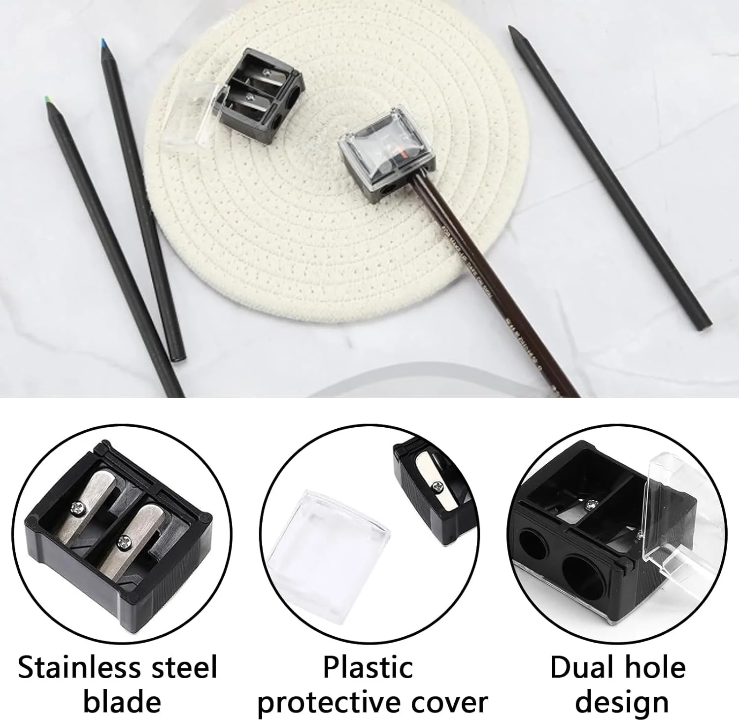 مجموعه 2 عددی تراش آرایشی GIONAR، تراش مداد آرایشی، مدادهای آرایشی، تراش برقی برای مداد ابرو، مداد چشم