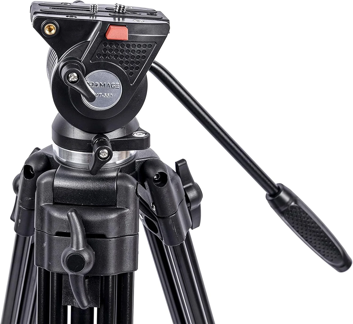 سه پایه فیلمبرداری حرفه ای Promage PMT-550 | آلیاژ آلومینیوم با هد مایع، دسته بلند و کیف حمل (89-185 سانتی متر) | ساختار قوی برای دوربین های فیلمبرداری بزرگ سه پایه فیلمبرداری حرفه ای Promage PMT-550 | آلیاژ آلومینیوم با هد مایع، دسته بلند و کیف حمل (89-185 سانتی متر) | ساختار قوی برای دوربین های فیلمبرداری بزرگ