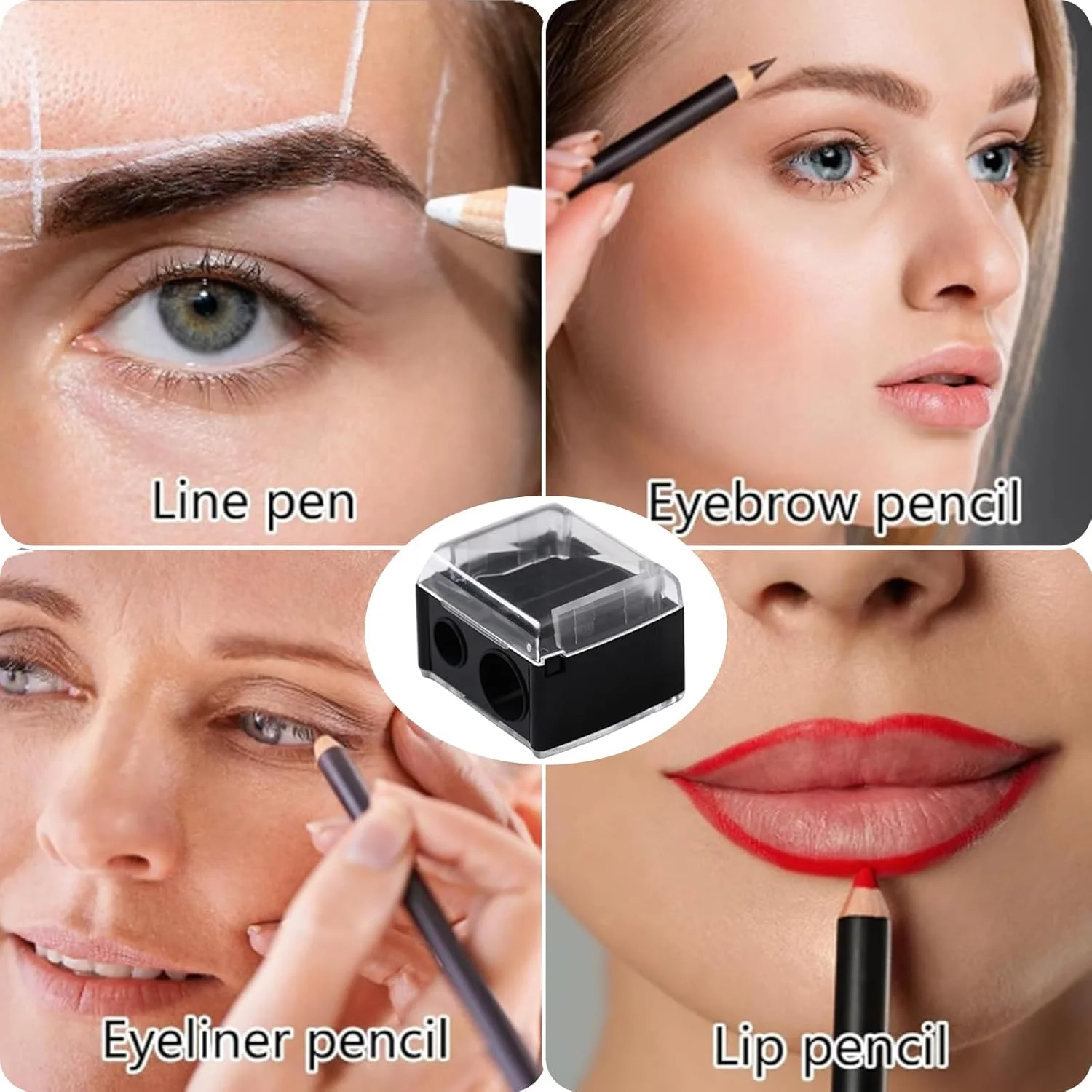 مجموعه 2 عددی تراش آرایشی GIONAR، تراش مداد آرایشی، مدادهای آرایشی، تراش برقی برای مداد ابرو، مداد چشم