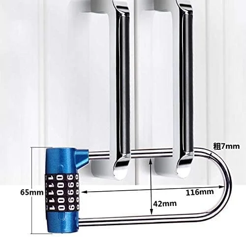 قفل رمزی 5 رقمی MAKINGTEC، آبی، حلقه بلند 4.65 اینچی، قفل مناسب مدرسه و باشگاه، قفل درب و دروازه