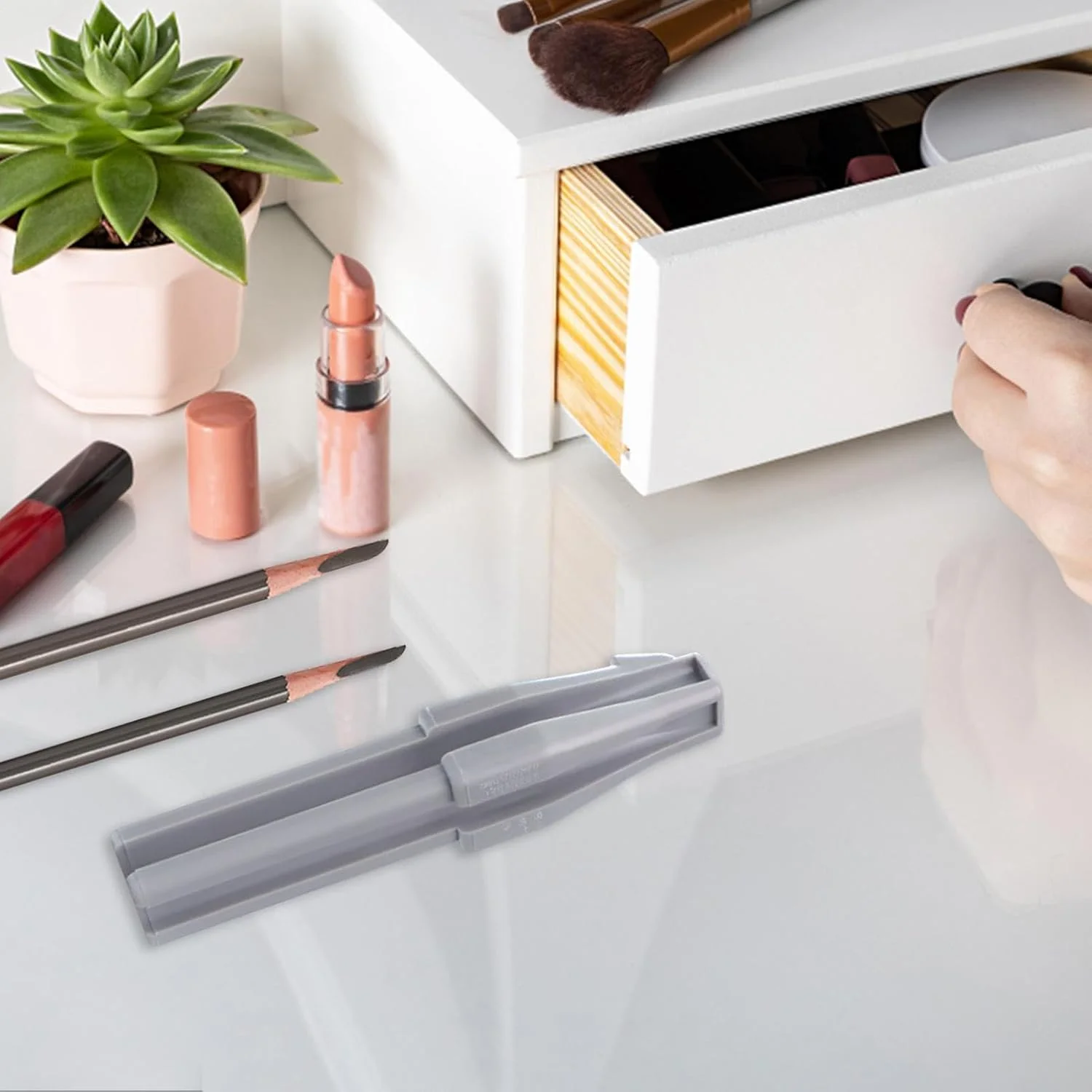 Eye Pencil Sharpener, 4 In 1 Duckbill Pencil Design Sharpeners Makeup, Eyebrow Shaper, Waterproof Peel-Off Brow Pencils For Makeup Beginners