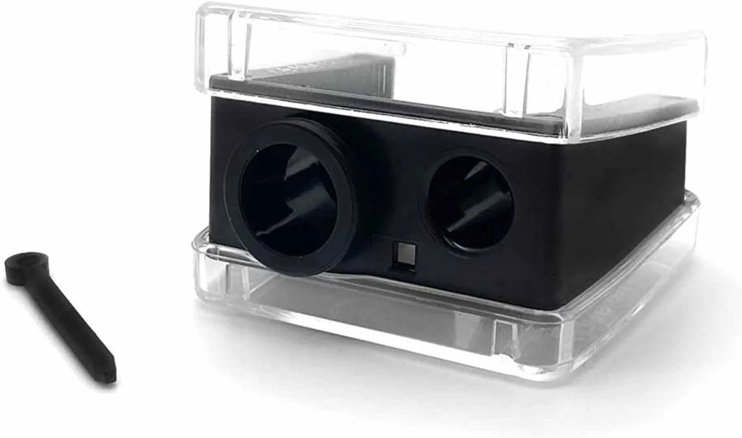 تراش آرایشی دو لول 3 در 1 دابل بارل با درپوش، تیغه استیل ضد زنگ، تنظیم کننده اندازه، ضروری برای مداد لب، خط چشم و مداد ابروهای کوچک و خیلی بزرگ