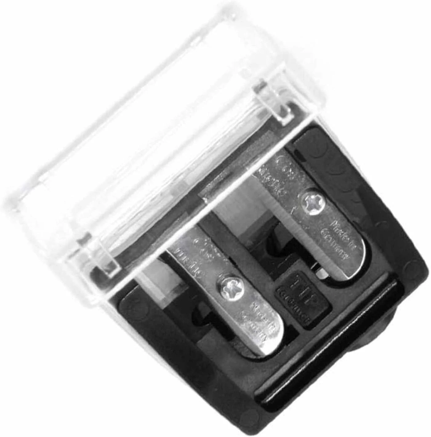 تراش آرایشی دو لول 3 در 1 با درپوش، تیغه استیل ضد زنگ، تنظیم کننده اندازه، ضروری برای خط لب، خط چشم و مداد ابروهای کوچک و خیلی بزرگ