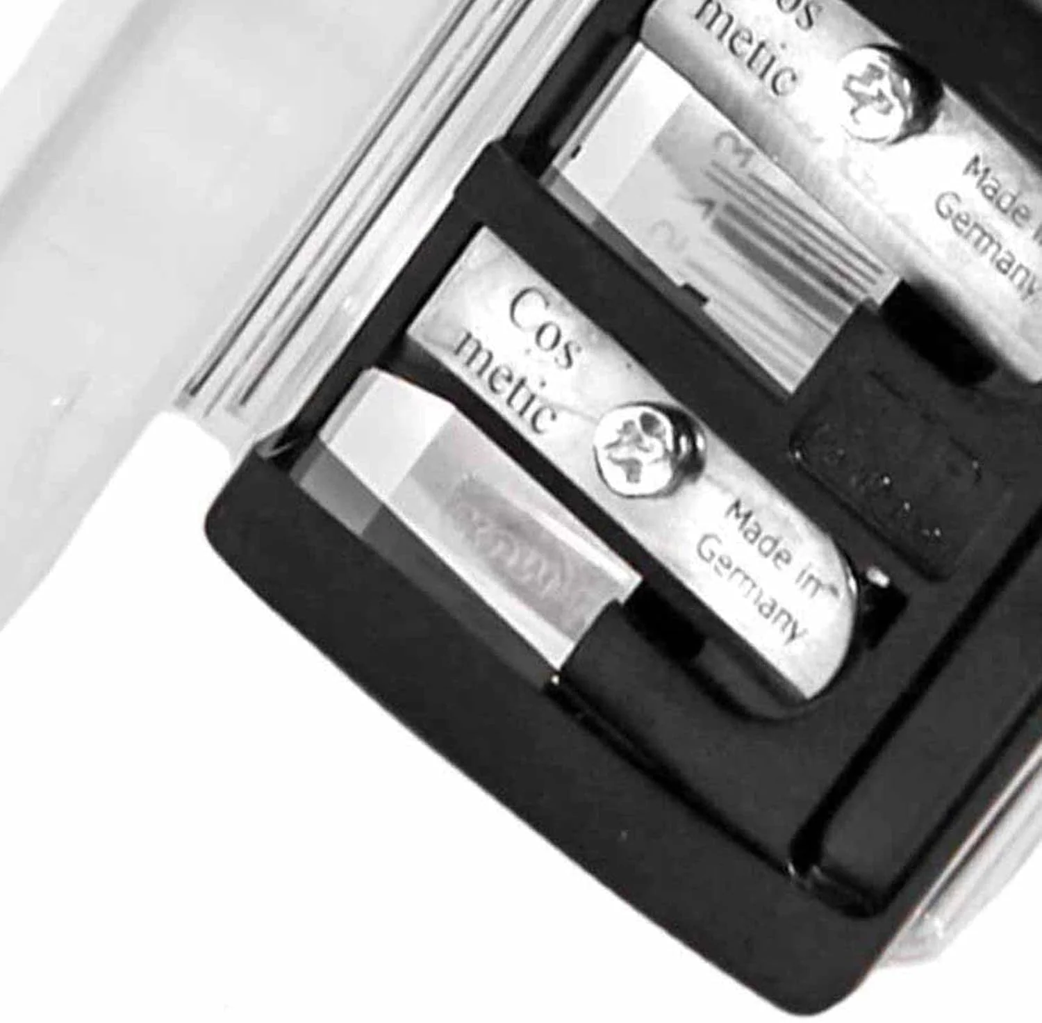 تراش آرایشی دو لول 3 در 1 دابل بارل با درپوش، تیغه استیل ضد زنگ، تنظیم کننده اندازه، ضروری برای مداد لب، خط چشم و مداد ابروهای کوچک و خیلی بزرگ