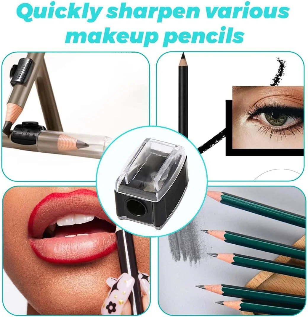 تراش آرایشی مداد دو سوراخه، تراش خط لب، مداد چشم و مداد ابرو، تراش آرایشی با درب جداشدنی، تراش های مناسب مسافرت، مناسب برای تمام مدادهای آرایشی