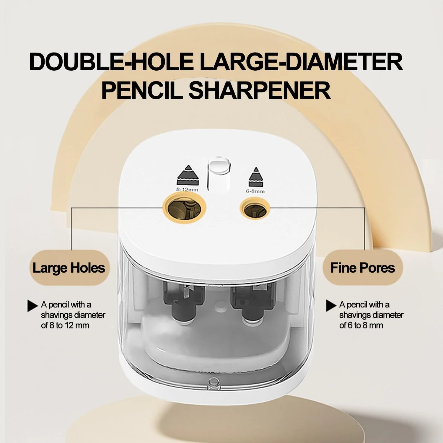 تراش برقی مداد DMG TECH - دو سوراخه قابل حمل برای مدادهای 6-8 میلی متر و 8-12 میلی متر، مناسب برای استفاده دانش آموزان در خانه و مدرسه | مبراة قلم رصاص كهربائية تراش برقی مداد DMG TECH - دو سوراخه قابل حمل برای مدادهای 6-8 میلی متر و 8-12 میلی متر، مناسب برای استفاده دانش آموزان در خانه و مدرسه | مبراة قلم رصاص كهربائية