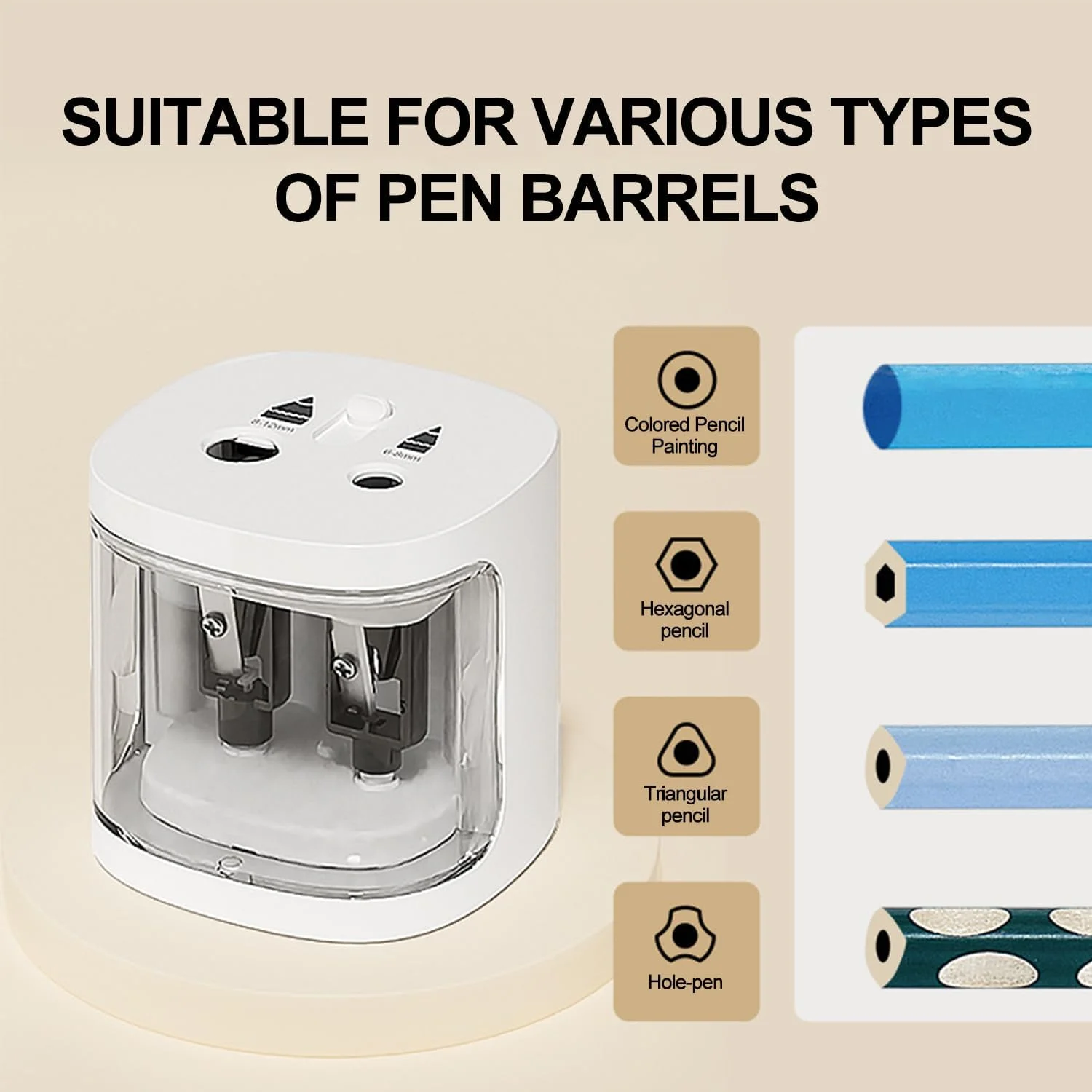 تراش برقی مداد DMG TECH - دو سوراخه قابل حمل برای مدادهای 6-8 میلی متر و 8-12 میلی متر، مناسب برای استفاده دانش آموزان در خانه و مدرسه | مبراة قلم رصاص كهربائية تراش برقی مداد DMG TECH - دو سوراخه قابل حمل برای مدادهای 6-8 میلی متر و 8-12 میلی متر، مناسب برای استفاده دانش آموزان در خانه و مدرسه | مبراة قلم رصاص كهربائية