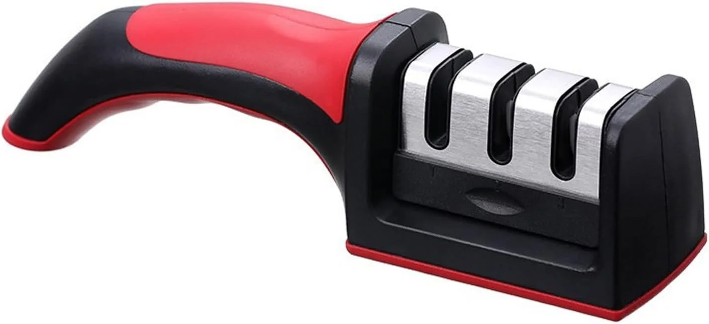 چاقو تیز کن دستی AUEMNUR، چند منظوره 3 مرحله ای، ابزار تیز کننده سریع با لوازم جانبی آشپزخانه ضد لغزش (جداشدنی)
