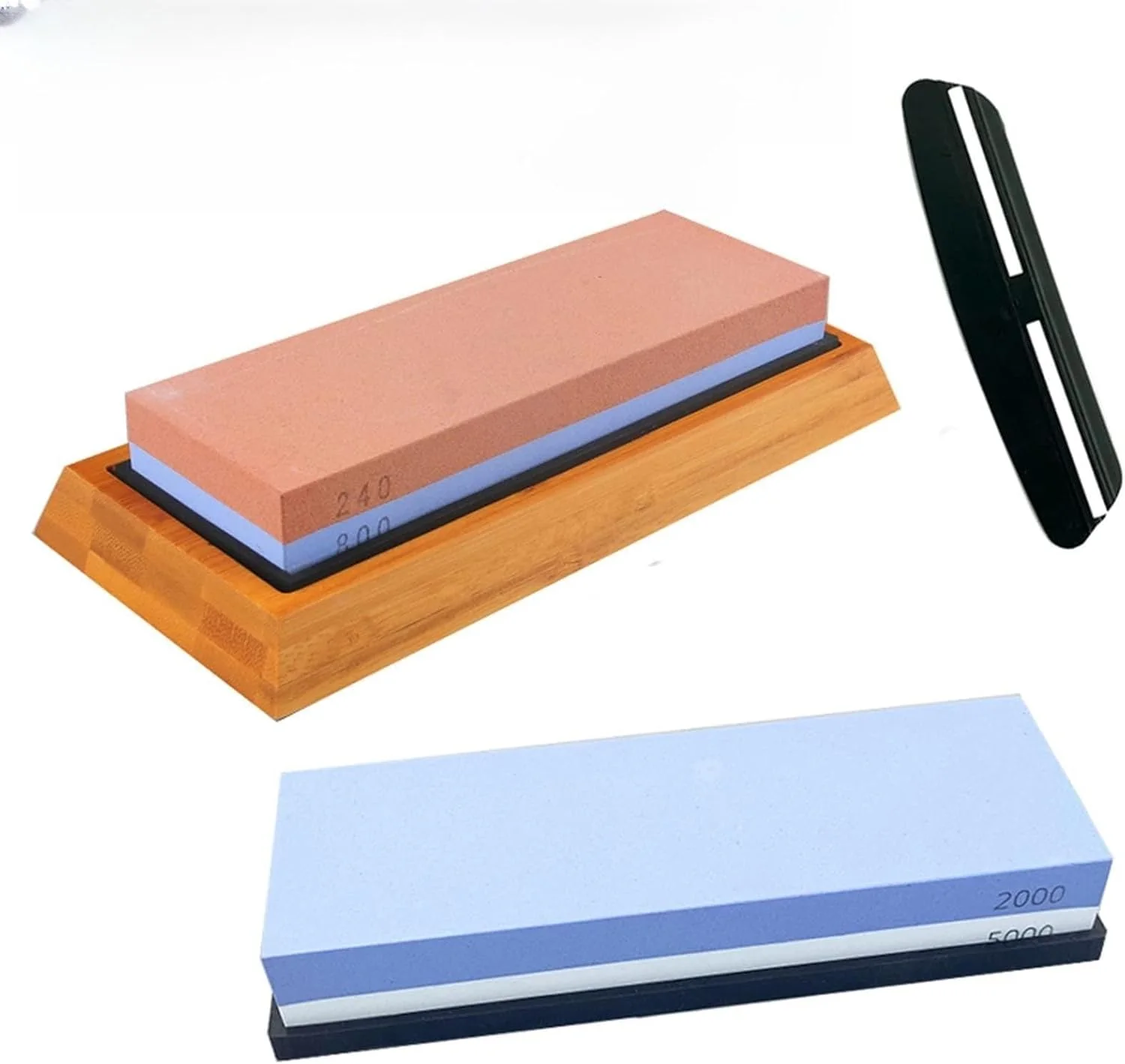 چاقو تیز کن حرفه ای AUEMNUR، سنگ نفت تیز کننده چاقو، سنگ آب آشپزخانه دو طرفه (مجموعه 3 عددی)
