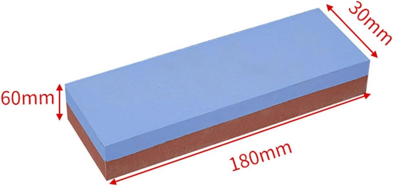 چاقو تیزکن دو طرفه قرمز-آبی AUEMNUR، سنگ تیزکن آشپزخانه خانگی، اندازه سنگ تیزکن 180*30*60 میلی متر، تیز کردن ظریف