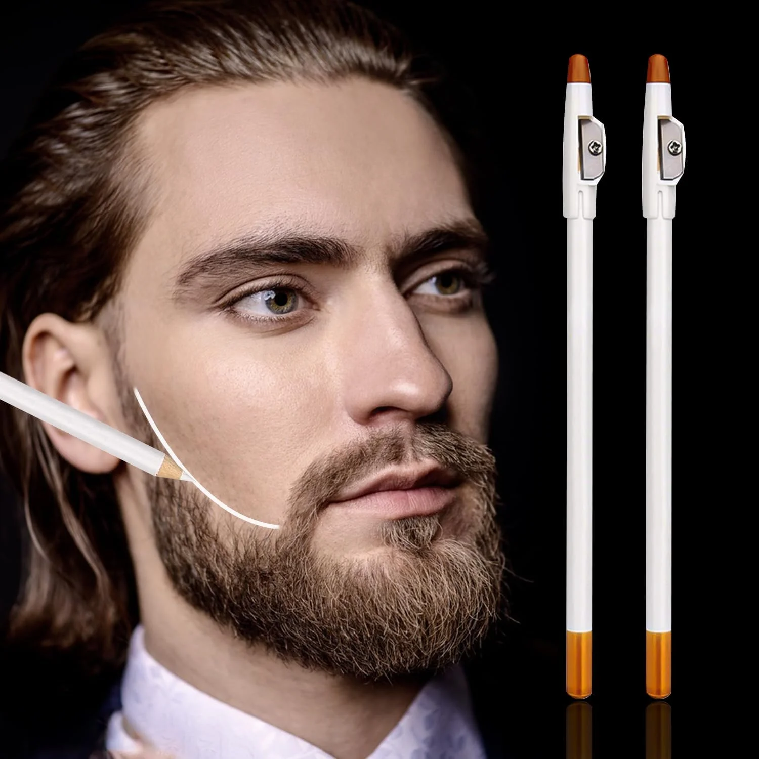 مداد آرایشگری AOVNA دو عددی با تراش داخلی، مداد خط زن مو، مداد حالت دهنده ریش، ابزار آرایش و پیرایش مردانه برای بهبود موهای صورت مداد آرایشگری AOVNA دو عددی با تراش داخلی، مداد خط زن مو، مداد حالت دهنده ریش، ابزار آرایش و پیرایش مردانه برای بهبود موهای صورت