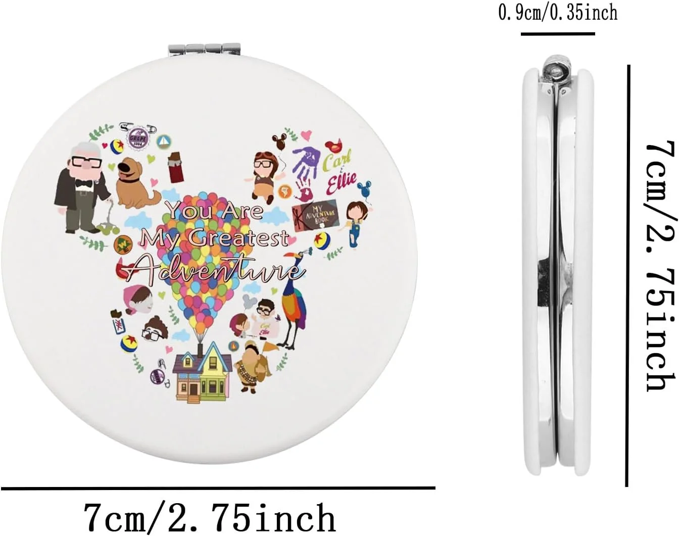 آینه جیبی با الهام از فیلم بالا (Up) - هدیه ای از سرزمین جادویی - تو بزرگترین ماجراجویی من هستی - هدیه ای برای طرفداران فیلم بالا (تو بزرگترین ماجراجویی من هستی)