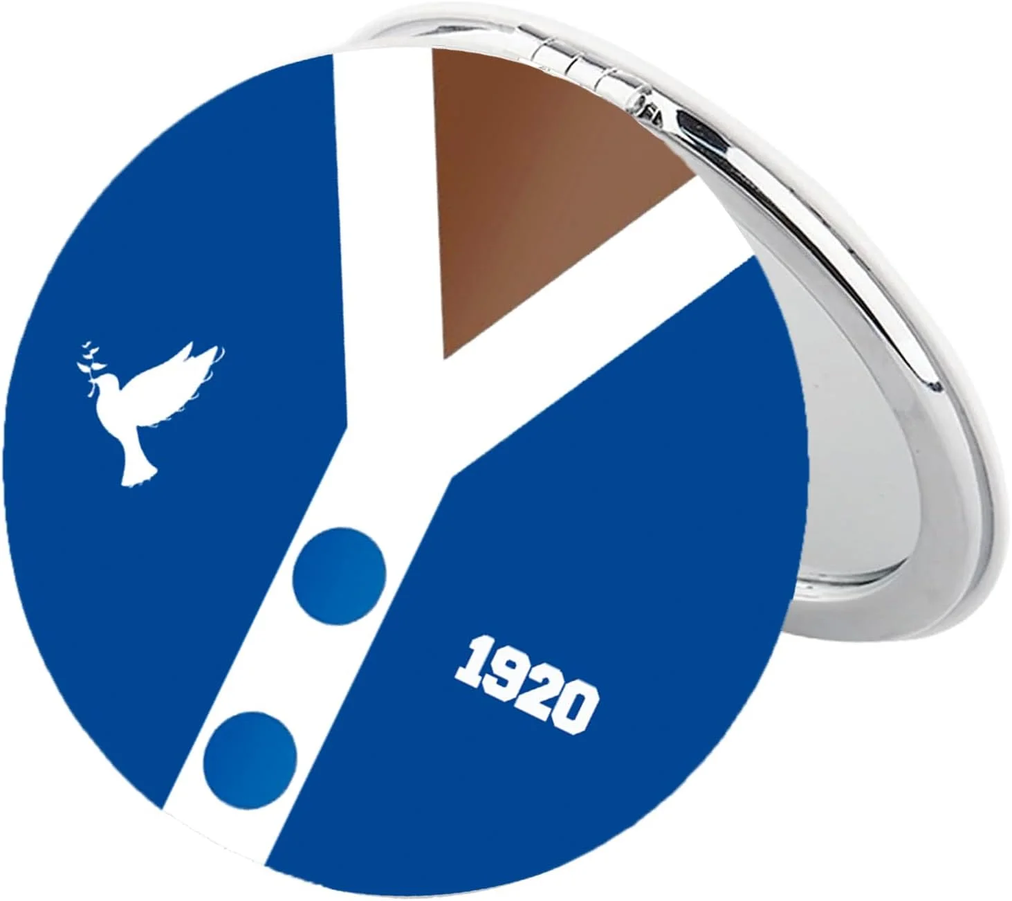 آینه آرایشی تاشو زنانه BEKECH مدل Finer 1920، طرح کبوتر آبی و سفید، هدیه ای برای خواهرانه (Finer 1920)