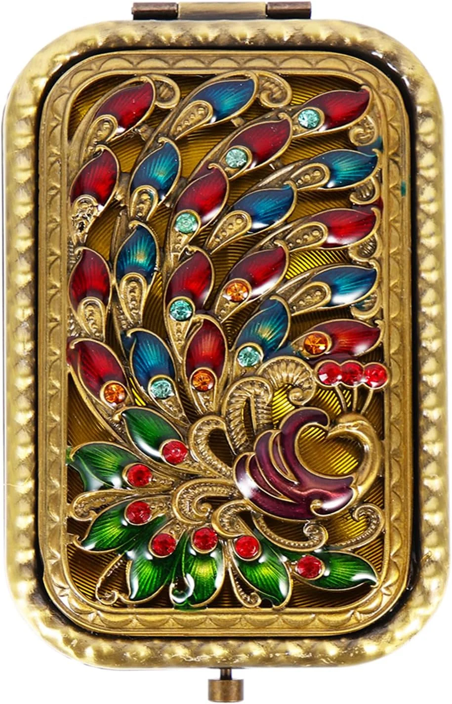 آینه آرایشی رومیزی تاشو Beaupretty با طرح طاووس - آینه جیبی کوچک دو طرفه مناسب مسافرت