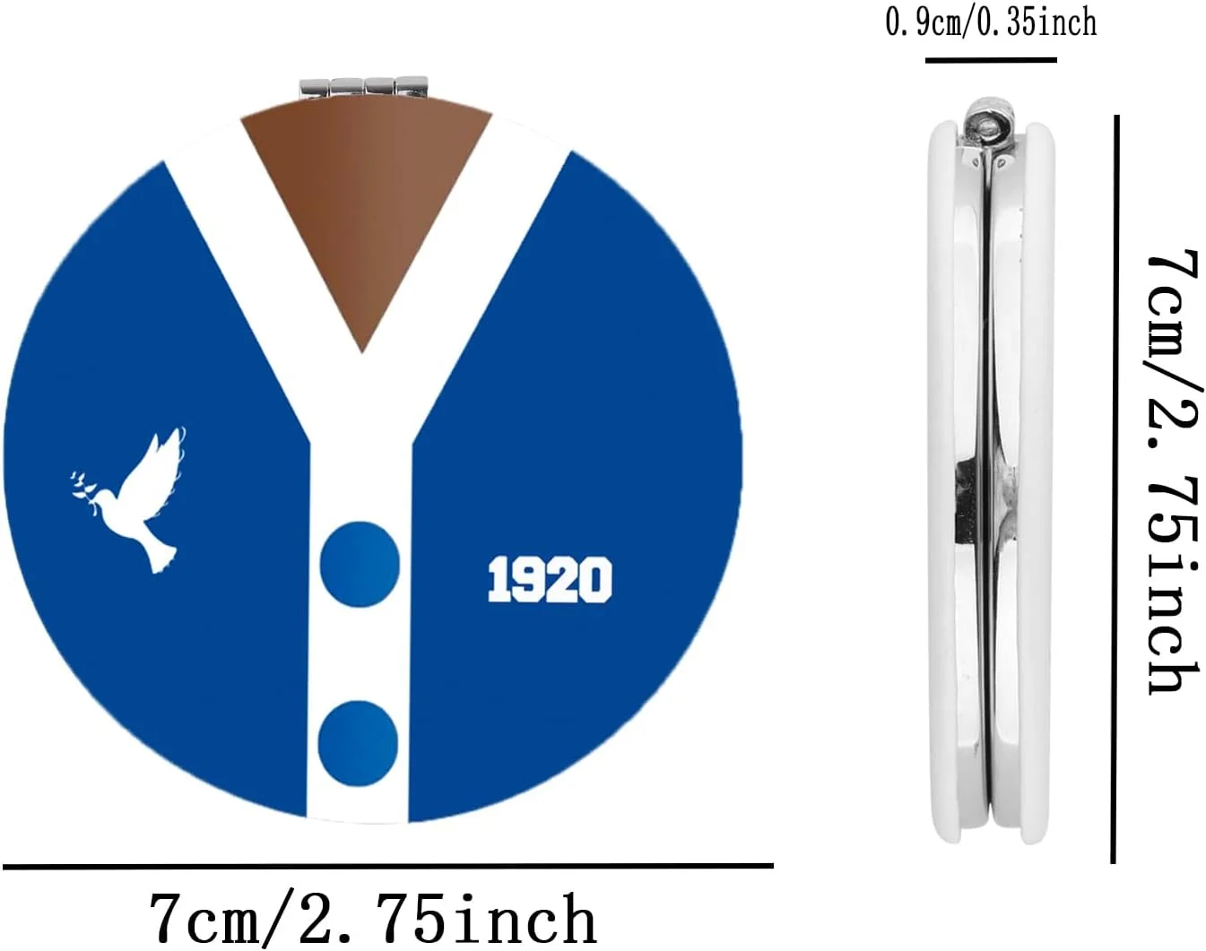 آینه آرایشی تاشو زنانه BEKECH مدل Finer 1920، طرح کبوتر آبی و سفید، هدیه ای برای خواهرانه (Finer 1920)