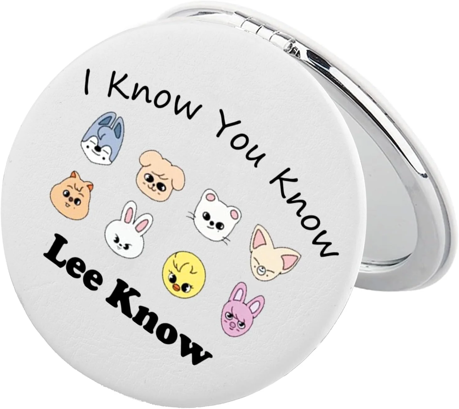 آینه جیبی گروه پسرانه کی پاپ BEKECH Stray، طرح I Know You Lee Know، هدیه ای برای طرفداران کی-دراما، آینه آرایشی جمع و جور، 7*0.9 سانتی متر