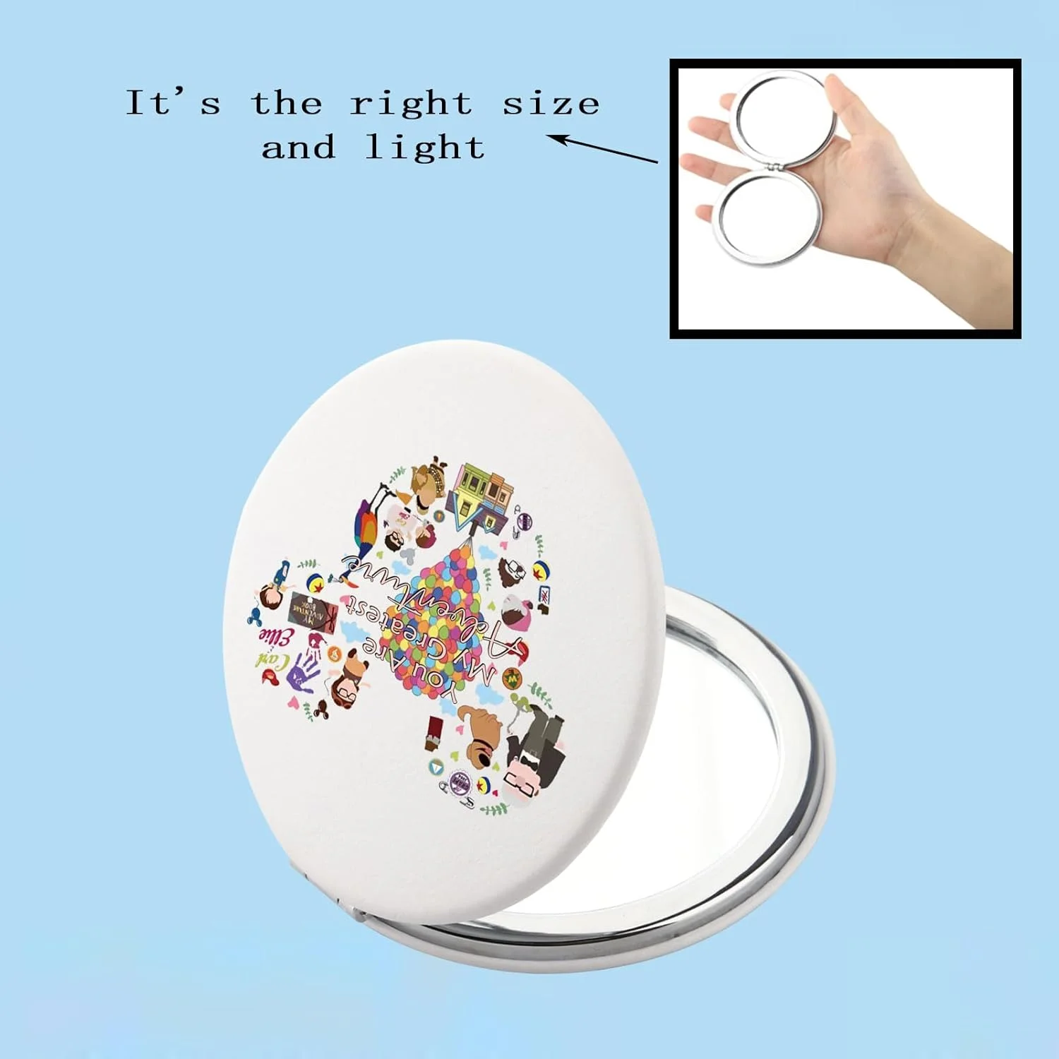 آینه جیبی با الهام از فیلم بالا (Up) - هدیه ای از سرزمین جادویی - تو بزرگترین ماجراجویی من هستی - هدیه ای برای طرفداران فیلم بالا (تو بزرگترین ماجراجویی من هستی)