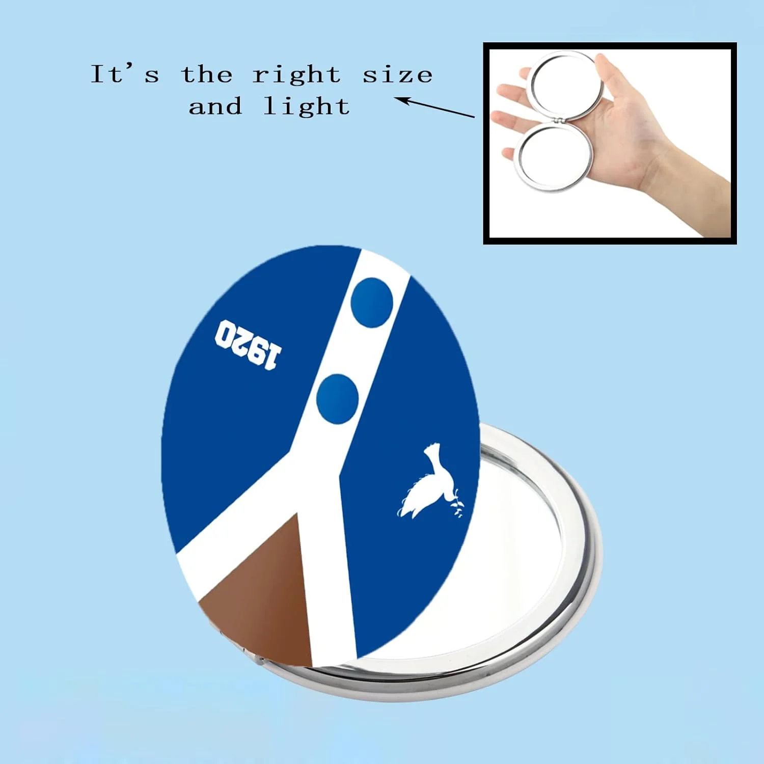 آینه آرایشی تاشو زنانه BEKECH مدل Finer 1920، طرح کبوتر آبی و سفید، هدیه ای برای خواهرانه (Finer 1920)