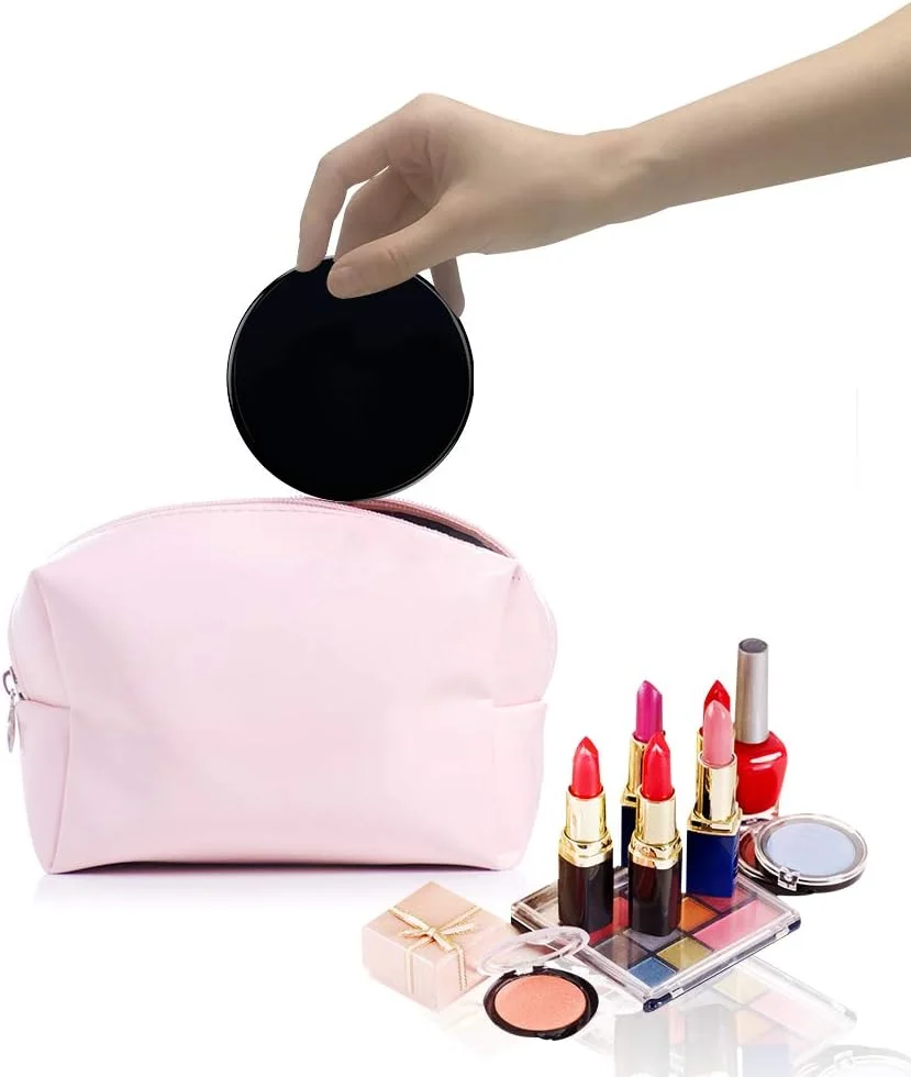 آینه آرایشی فشرده عالی Benbilry - آینه آرایشی مسافرتی با بزرگنمایی 1x/10x - آینه تاشو کوچک قابل حمل جیبی 4 اینچی دو طرفه با بزرگنمایی 1x و 10x (مشکی)