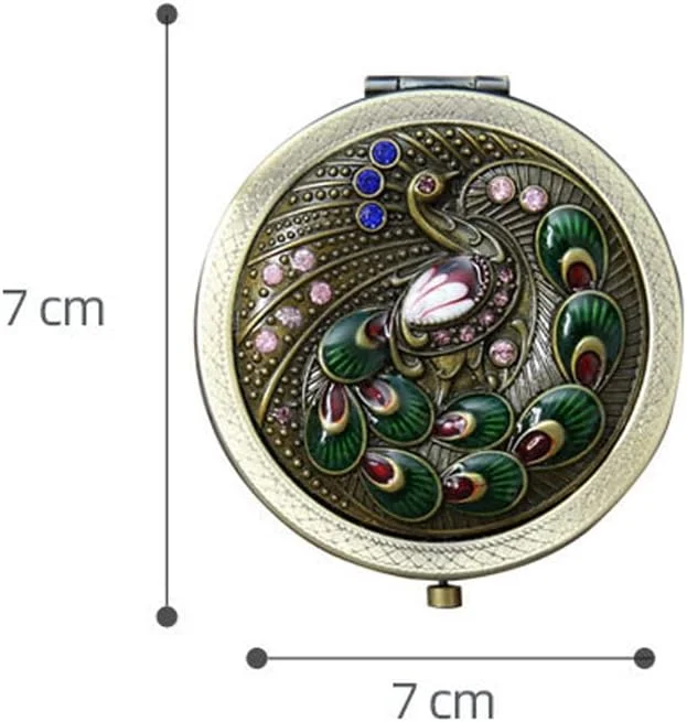 آینه آرایشی وینتیج BYVUTE، آینه جیبی فلزی تاشو قابل حمل، آینه رومیزی طرح گل و طاووس، آینه آرایشی دو طرفه گرد و جمع و جور، آینه مسافرتی برای دختران و زنان آینه آرایشی وینتیج BYVUTE، آینه جیبی فلزی تاشو قابل حمل، آینه رومیزی طرح گل و طاووس، آینه آرایشی دو طرفه گرد و جمع و جور، آینه مسافرتی برای دختران و زنان