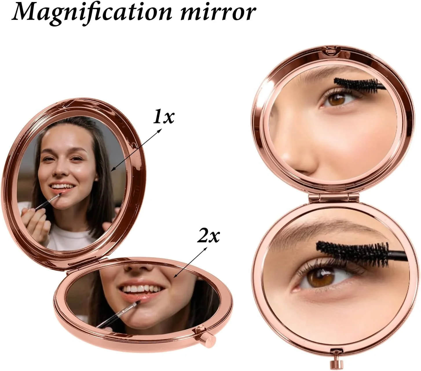 آینه جیبی جمع و جور هدیه برای دختر از طرف مادر، هدیه تولد بازگشت به مدرسه برای دختر از طرف مادر، سالگرد عروسی فارغ التحصیلی کریسمس، آینه جیبی دخترانه رزگلد