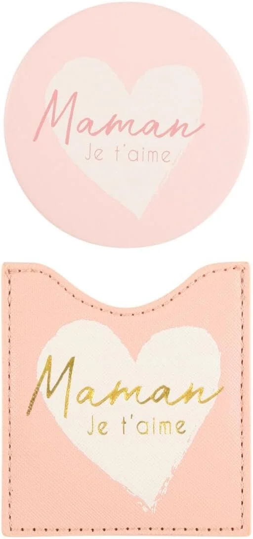 دراگر پاریس 1886 - مامان دوستت دارم - آینه جیبی گرد برای همراه داشتن در هر مکان و هر مناسبت - ابعاد 8.5 سانتی متر در 8 سانتی متر