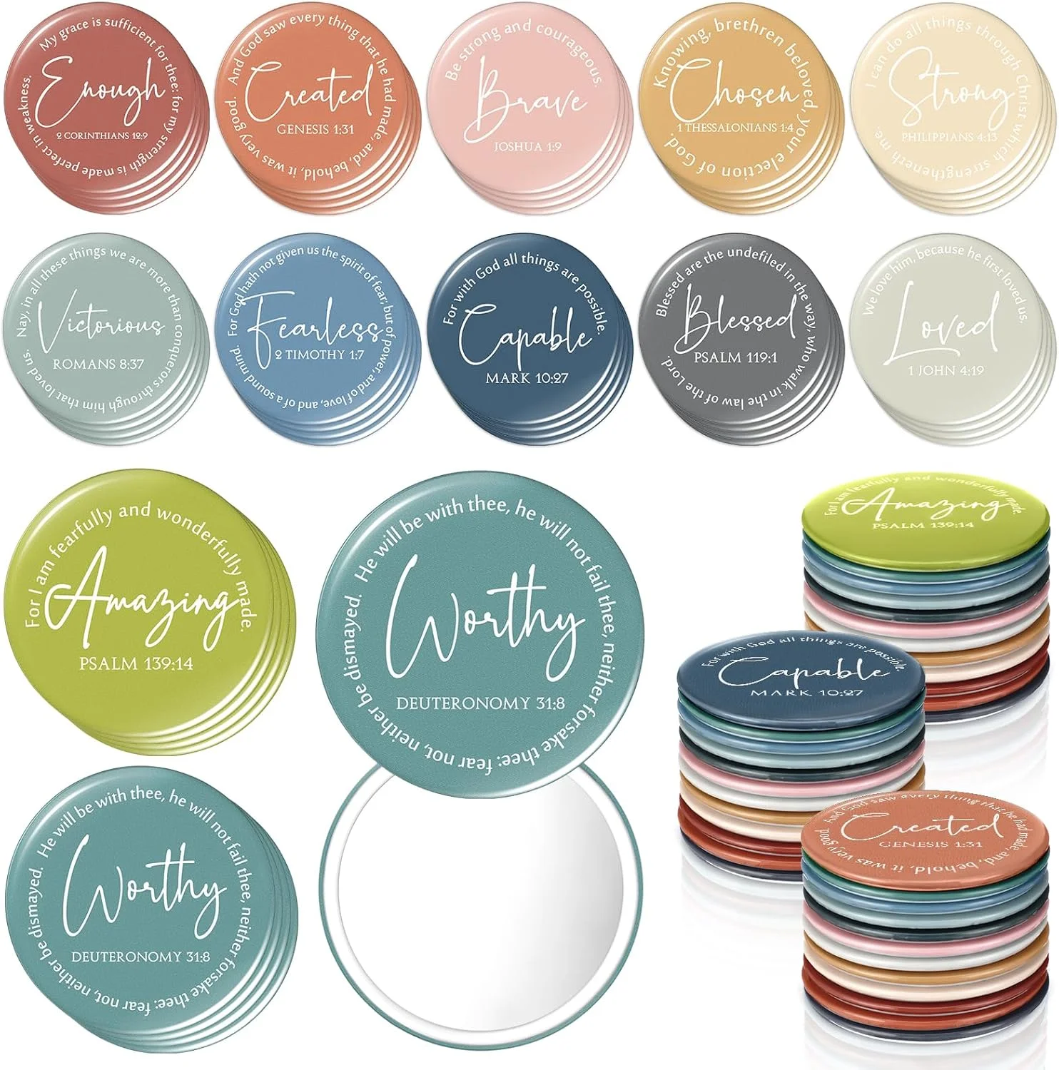 آینه های جیبی کوچک مسیحی Geelin، بسته 24 عددی، با آیات الهام بخش کتاب مقدس، مناسب برای زنان، کلیساها، مهمانی های پایان سال، معلمان مدارس یکشنبه و هدیه به دوستان
