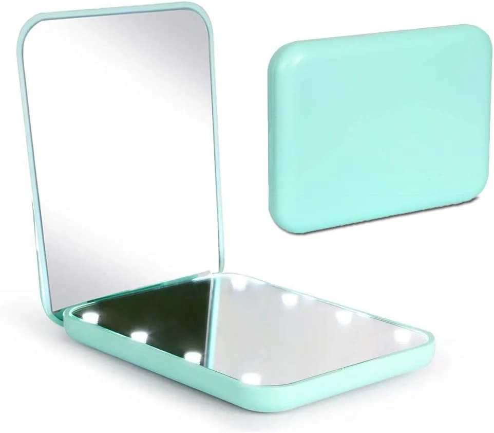 آینه آرایشی فشرده Funito با نور، آینه تاشو دستی 1x/2x، آینه آرایشی مسافرتی کوچک برای کیف دستی، کیف پول، هدیه