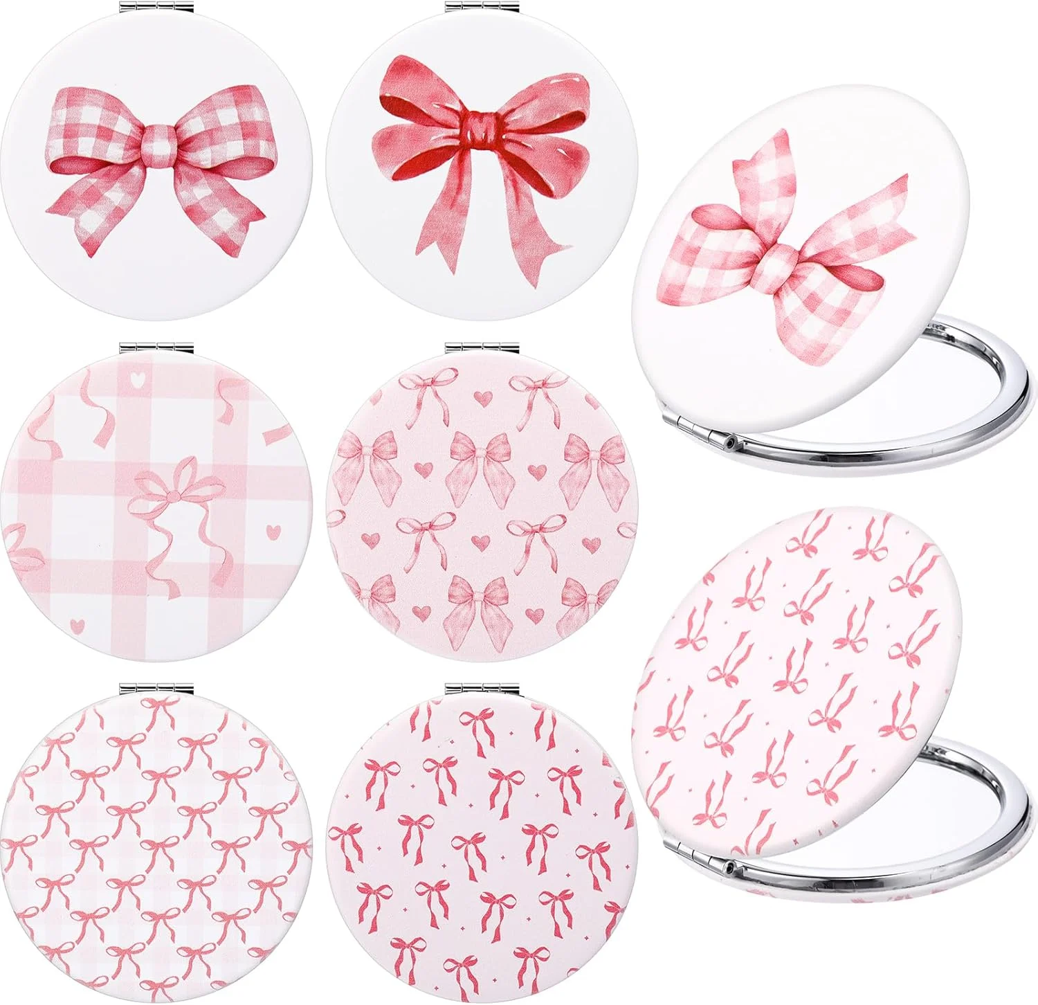 آینه جیبی جمع و جور پاپیونی Geelin، 6 عددی، آینه دو طرفه لوازم آرایش مسافرتی قابل حمل، هدیه ای برای دختران و زنان