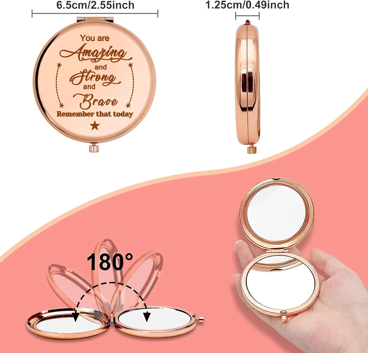 آینه آرایشی جیبی Gevody، هدیه ای الهام بخش برای زنان و دختران، هدیه تشویقی برای دوستان، دختر، همکاران، آینه مسافرتی انگیزشی، هدیه فارغ التحصیلی آینه آرایشی جیبی Gevody، هدیه ای الهام بخش برای زنان و دختران، هدیه تشویقی برای دوستان، دختر، همکاران، آینه مسافرتی انگیزشی، هدیه فارغ التحصیلی