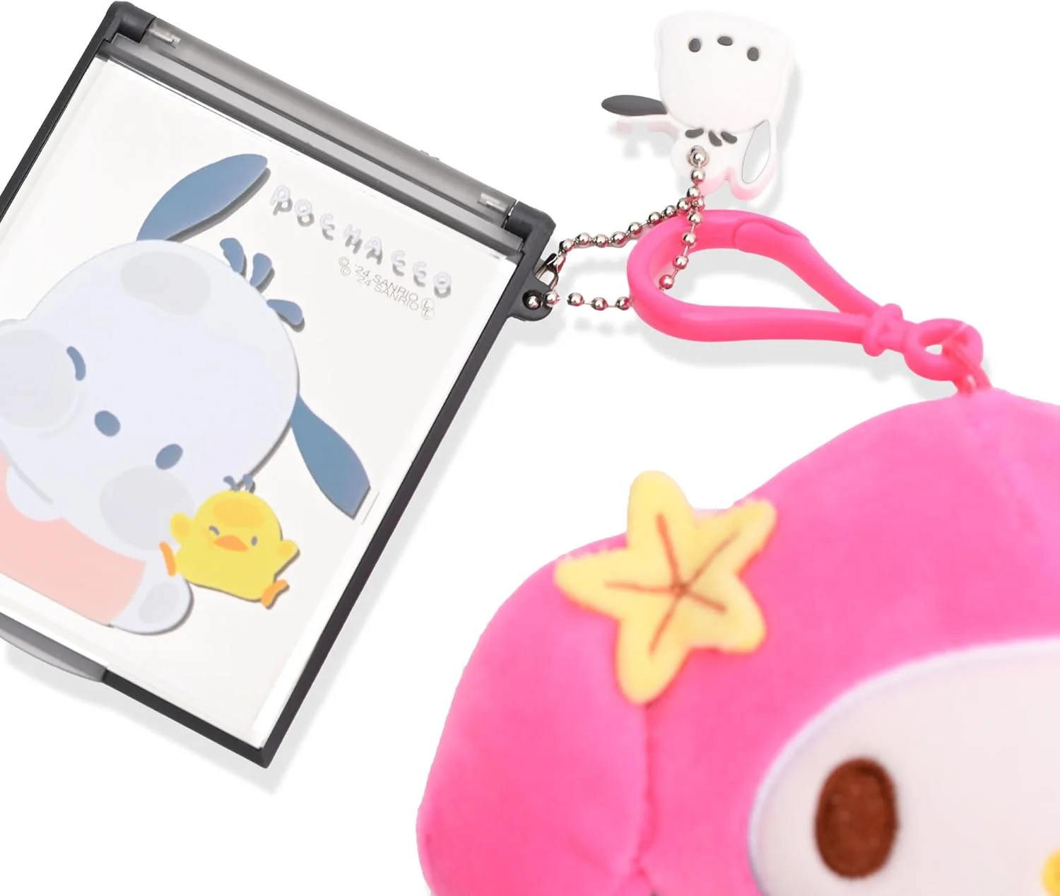 آینه جیبی فشرده طرح شخصیت های کاوایی گاشینا استوری - طراحی مینیاتوری جذاب با جاکلیدی آویز - آینه کیف دستی بادوام، قابل حمل و زیبا (پاچاهو-سگ)