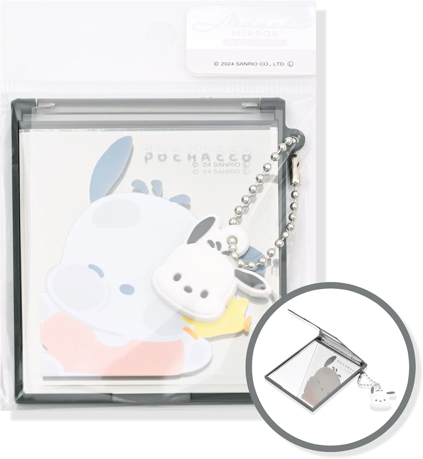 آینه جیبی فشرده طرح شخصیت های کاوایی گاشینا استوری - طراحی مینیاتوری جذاب با جاکلیدی آویز - آینه کیف دستی بادوام، قابل حمل و زیبا (پاچاهو-سگ)