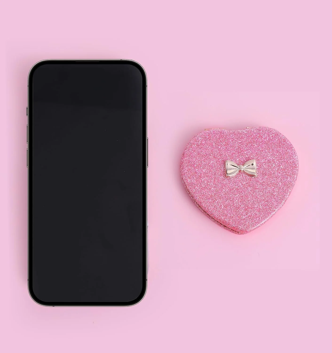 آینه جیبی قلبی، آینه دو طرفه صورتی، آینه تاشو مغناطیسی برای دختران، آینه جیبی بچه گانه، آینه جیبی فانتزی، آینه جیبی برای دختران، زنان، روز ولنتاین مناسب برای خانه و محل کار