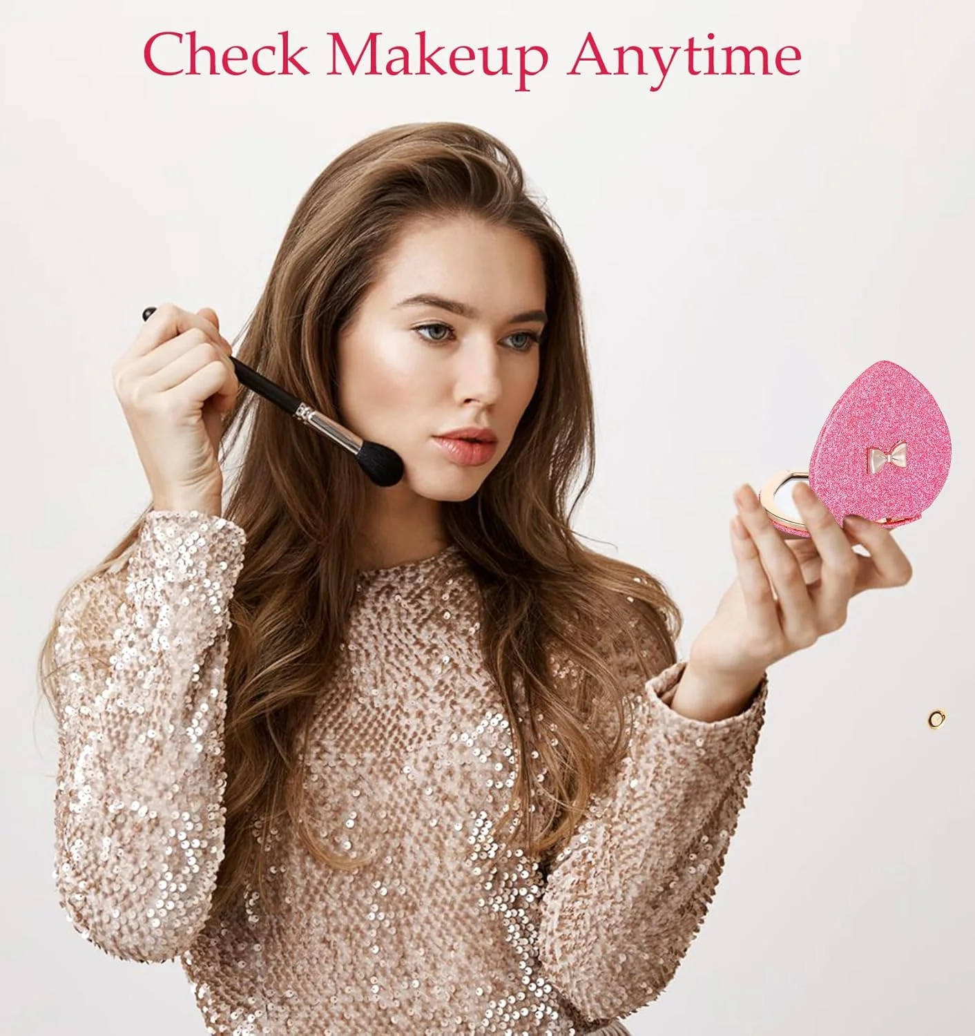 آینه جیبی قلبی، آینه دو طرفه صورتی، آینه تاشو مغناطیسی برای دختران، آینه جیبی بچه گانه، آینه جیبی فانتزی، آینه جیبی برای دختران، زنان، روز ولنتاین مناسب برای خانه و محل کار