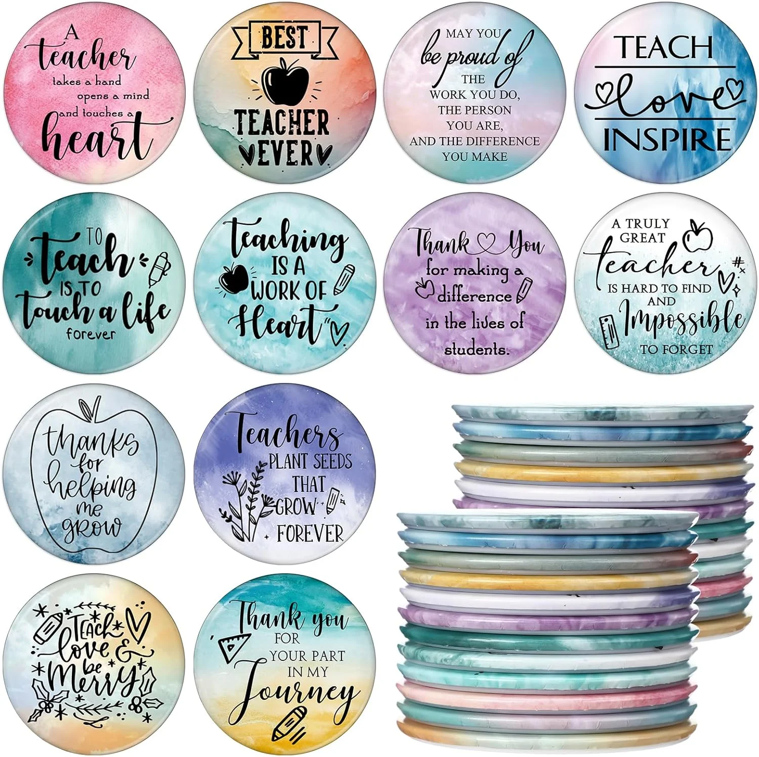 آینه های جیبی کوچک Hollowfly، بسته 12 عددی، هدیه تقدیر از معلم، آینه های فشرده کوچک، الهام بخش، هدیه تشکر، قابل حمل، کوچک، هدیه فارغ التحصیلی پایان سال برای گروه معلمان و بانوان