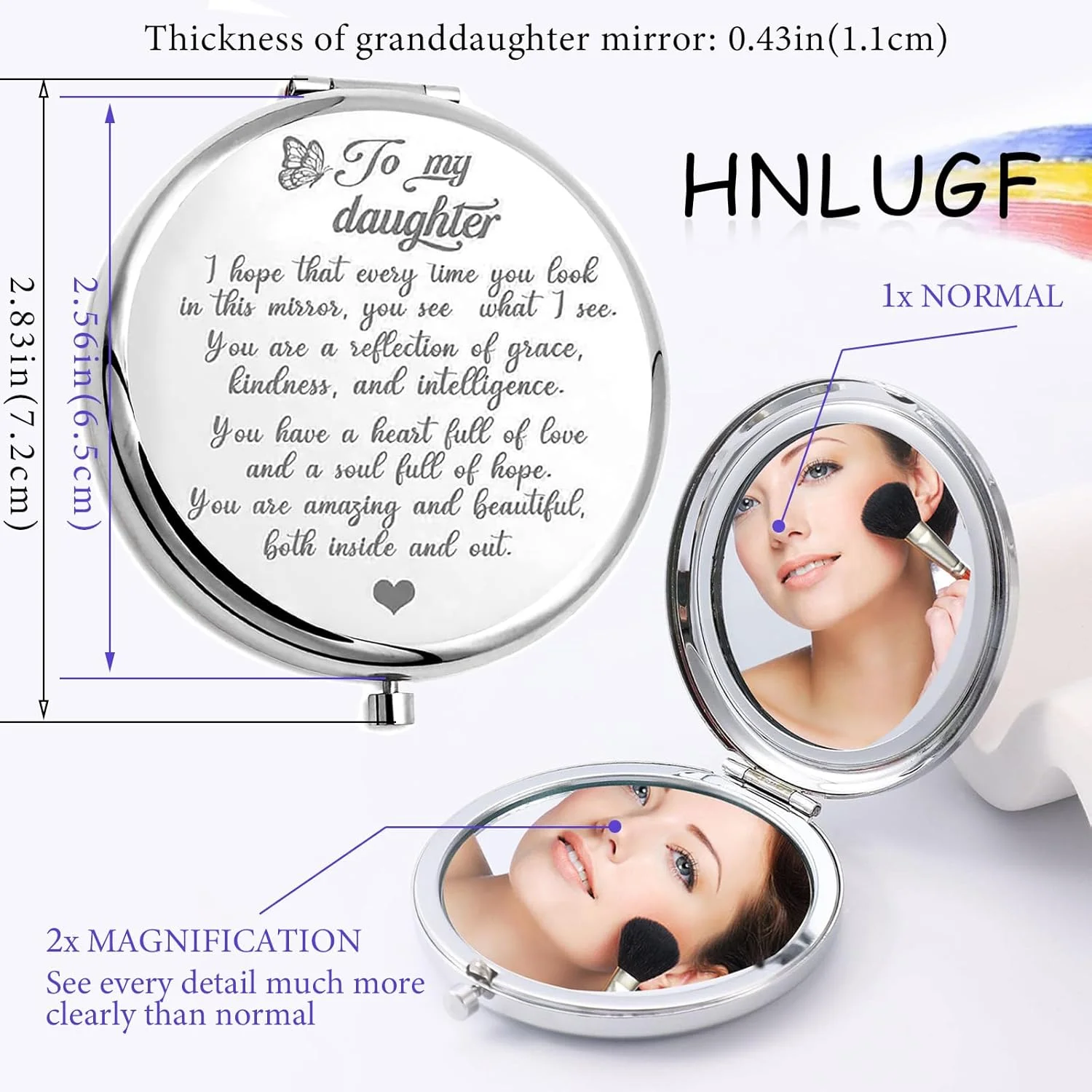 HNLUGF to My Granddaughter - You're Amazing and Beautiful - Pocket Mirror, Granddaughter Engraved Compact Mirror, Family First Mirror Encouragement Gifts from Grandparents (Rose Gold, Daughter) HNLUGF to My Granddaughter - You're Amazing and Beautiful - Pocket Mirror, Granddaughter Engraved Compact Mirror, Family First Mirror Encouragement Gifts from Grandparents (Rose Gold, Daughter)