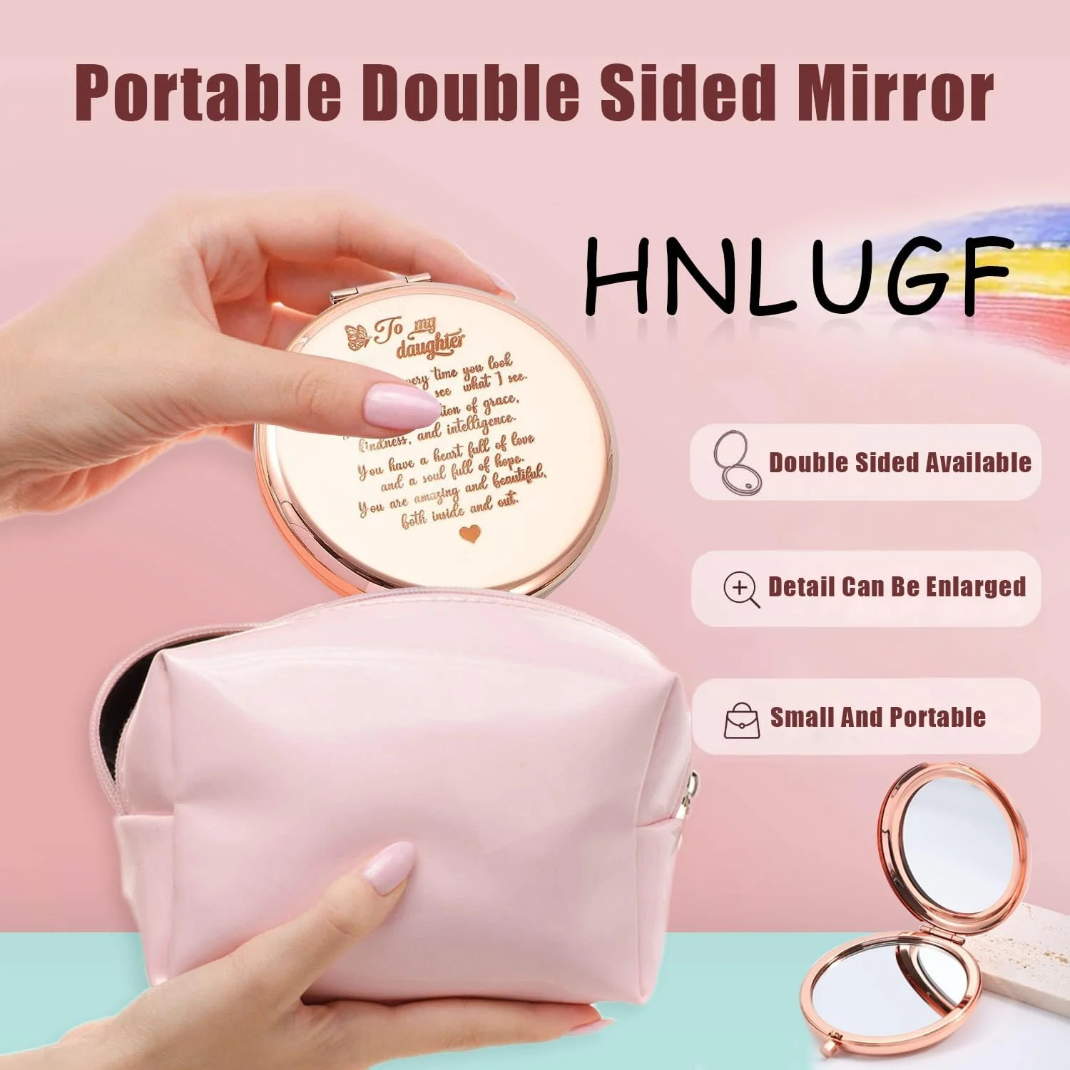 HNLUGF to My Granddaughter - You're Amazing and Beautiful - Pocket Mirror, Granddaughter Engraved Compact Mirror, Family First Mirror Encouragement Gifts from Grandparents (Rose Gold, Daughter) HNLUGF to My Granddaughter - You're Amazing and Beautiful - Pocket Mirror, Granddaughter Engraved Compact Mirror, Family First Mirror Encouragement Gifts from Grandparents (Rose Gold, Daughter)