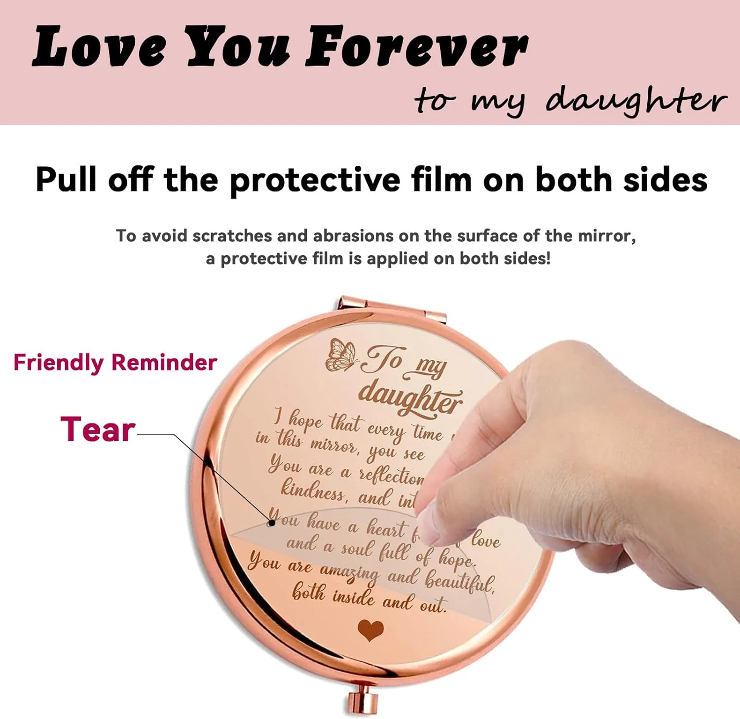 HNLUGF to My Granddaughter - You're Amazing and Beautiful - Pocket Mirror, Granddaughter Engraved Compact Mirror, Family First Mirror Encouragement Gifts from Grandparents (Rose Gold, Daughter) HNLUGF to My Granddaughter - You're Amazing and Beautiful - Pocket Mirror, Granddaughter Engraved Compact Mirror, Family First Mirror Encouragement Gifts from Grandparents (Rose Gold, Daughter)