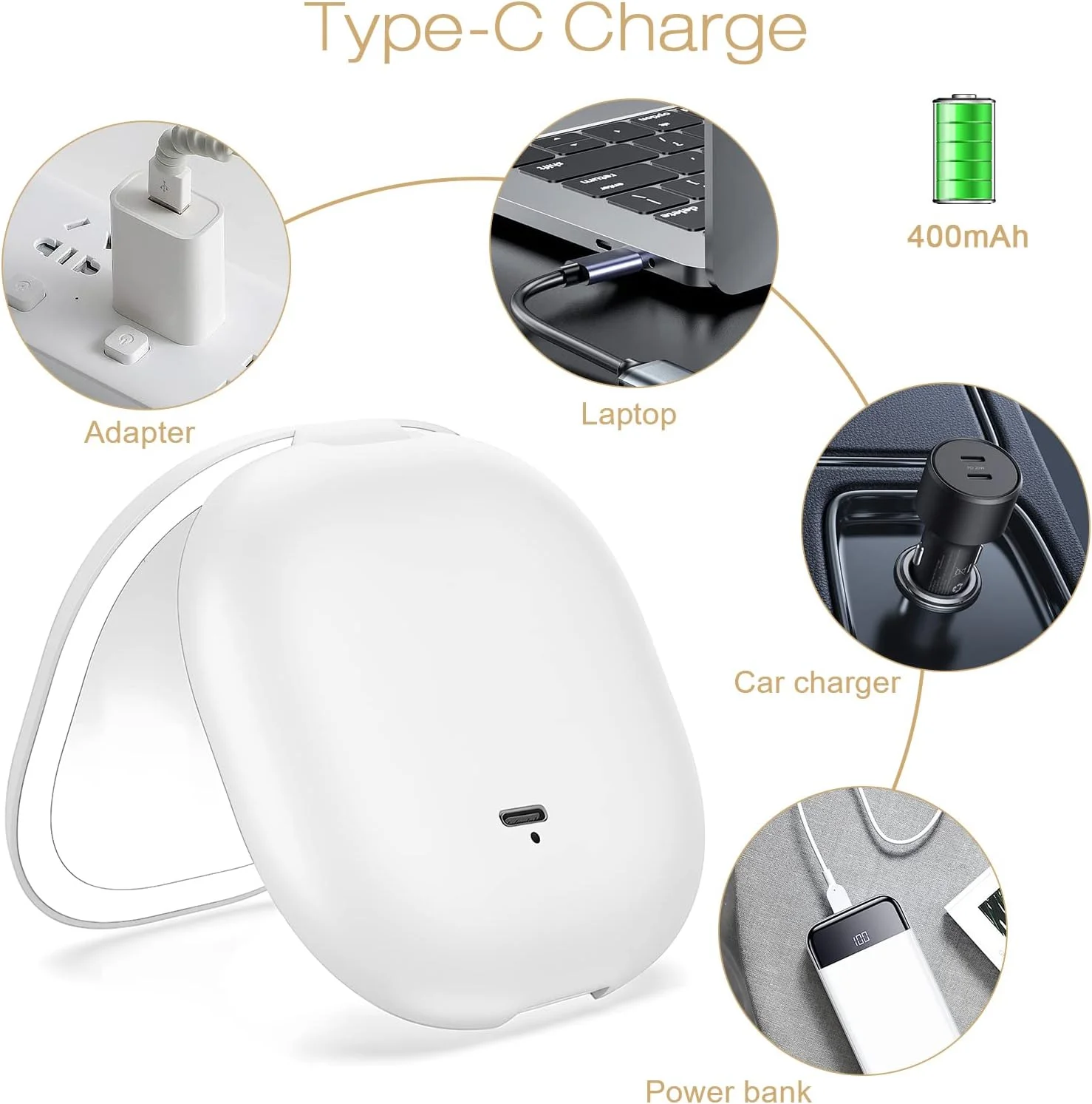 JTOOYS LED Compact Mirror with Magnification 1×/10×, Portable Small Cosmetic Mirror USB Rechargeable Hand Mirror with Dimmable Mini Folding Travel Mirror Compact Mirror for Handbags, Square - White