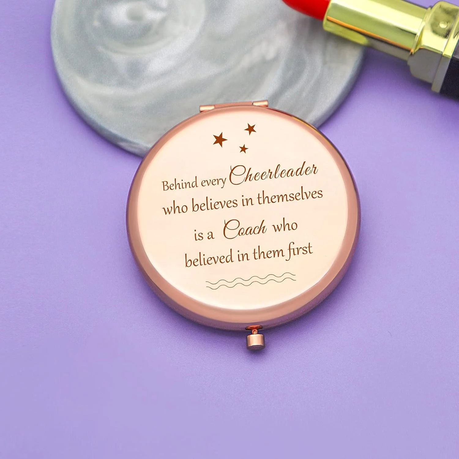 آینه جیبی رُزگلد Jielahua، هدیه ای برای مربی تشویق کنندگان، هدیه قدردانی برای مربی تیم تشویق، هدیه برای مادر تشویق کننده، هدیه بازنشستگی، هدیه تشکر برای مربیان تشویق