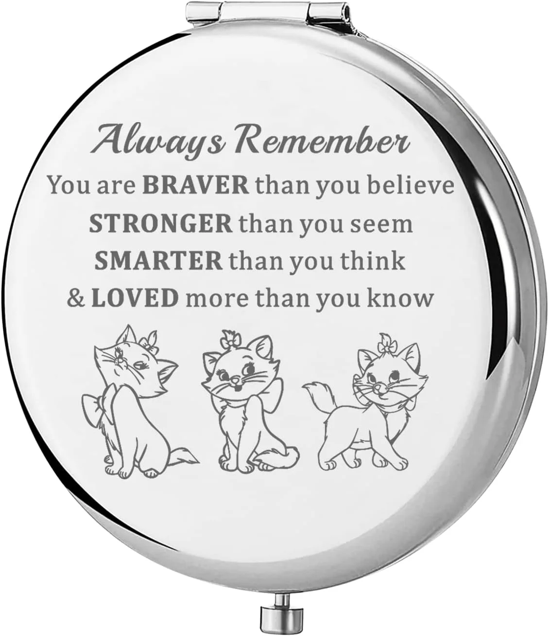 آینه جیبی گربه KEYCHIN، هدیه ای برای طرفداران فیلم گربه. تو شجاع تر، قوی تر و باهوش تر از آن چیزی هستی که فکر می کنی. آینه آرایشی جمع و جور گربه برای زنان، دختران و نوجوانان (Marie Always-S)