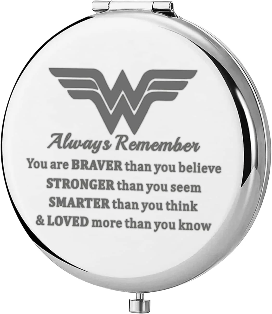 آینه جیبی KEYCHIN، هدیه ای برای طرفداران دایانا - تو شجاع تر، قوی تر و باهوش تر از آن چیزی هستی که فکر می کنی - آینه جمع و جور برای زنان و دختران (آینه e)