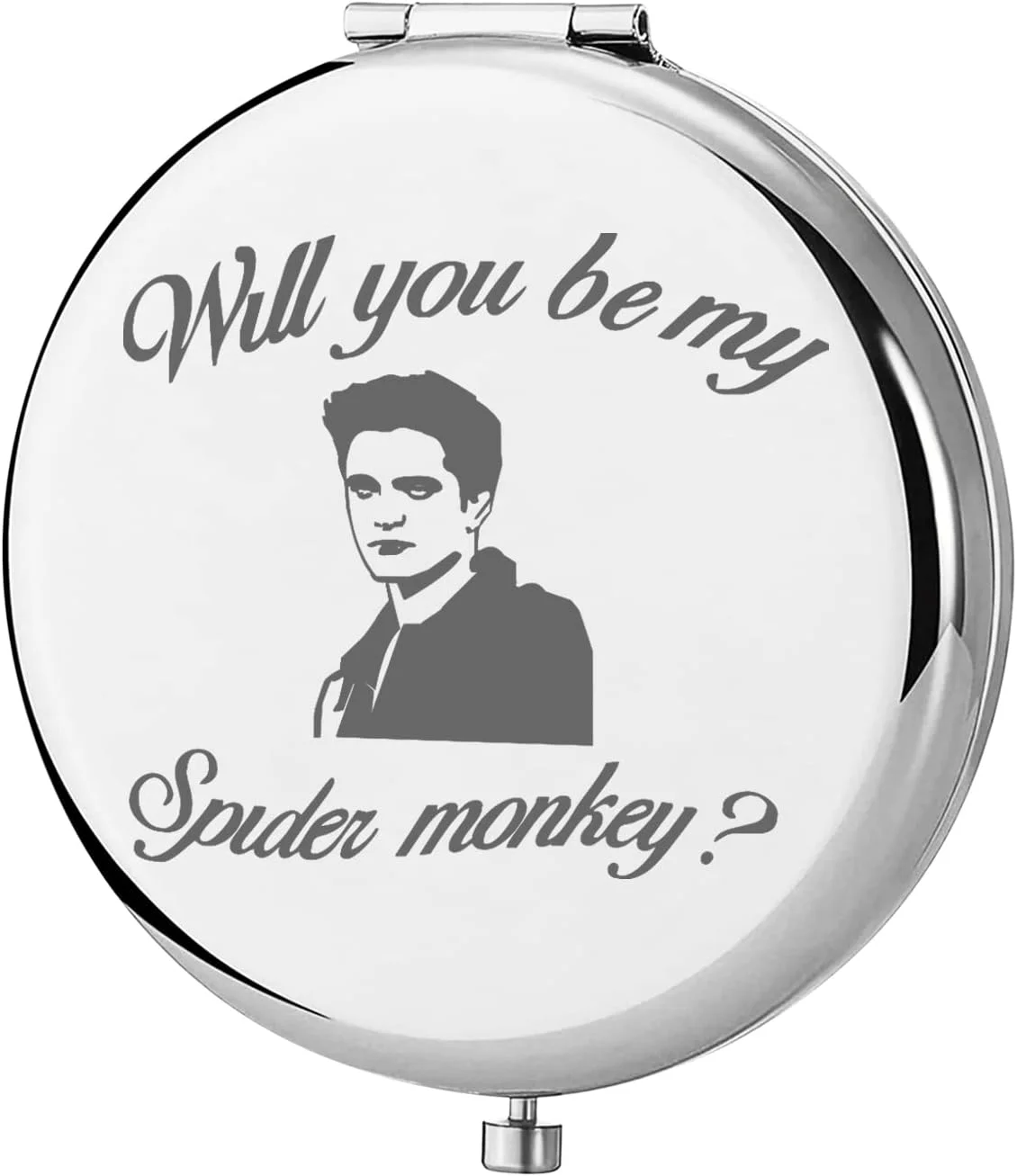 آینه جیبی فیلم گرگ و میش KEYCHIN، هدیه ای برای طرفداران ادوارد و بلا در گرگ و میش، آینه جمع و جور "آیا می خواهی میمون عنکبوتی من باشی" برای زنان، دختران و نوجوانان (میمون عنکبوتی-S)