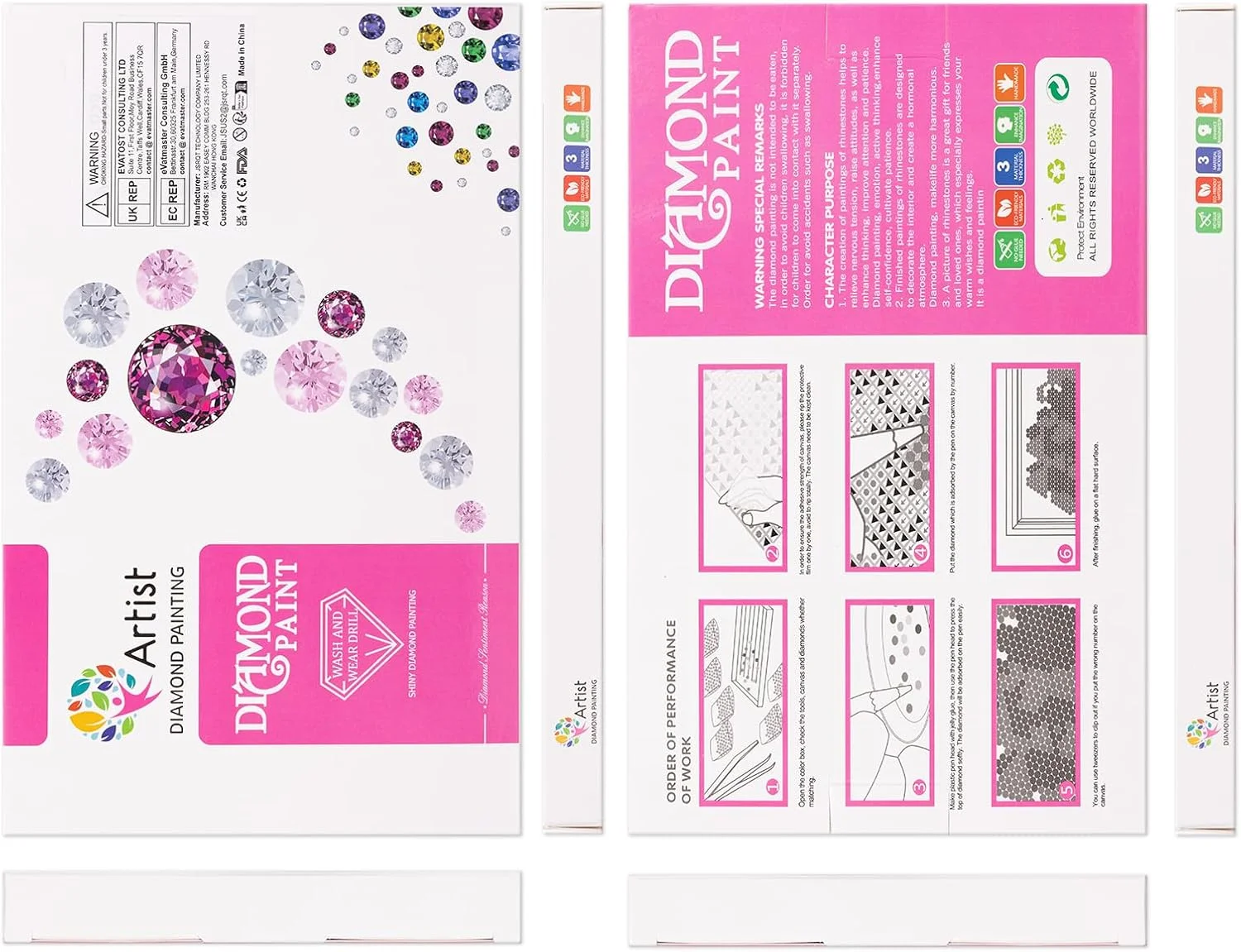 آینه های آرایشی الماس نقاشی ماندالا JSRQT، 2 عددی، آینه های دو طرفه با طرح الماس کامل، آینه های جیبی مسافرتی نقاشی الماس 5D برای زنان و دختران