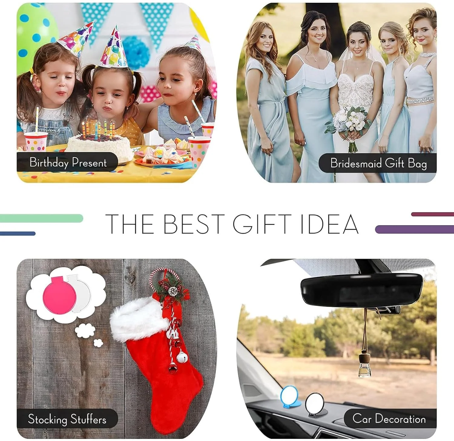 آینه جیبی کوچک Jetec، بسته 6 عددی، هدیه ای مناسب، آینه آرایشی تاشو گرد کوچک و قابل حمل برای کیف دستی، مناسب مسافرت، استفاده روزانه، مهمانی، هدیه برای خانم ها (رنگ های کلاسیک)