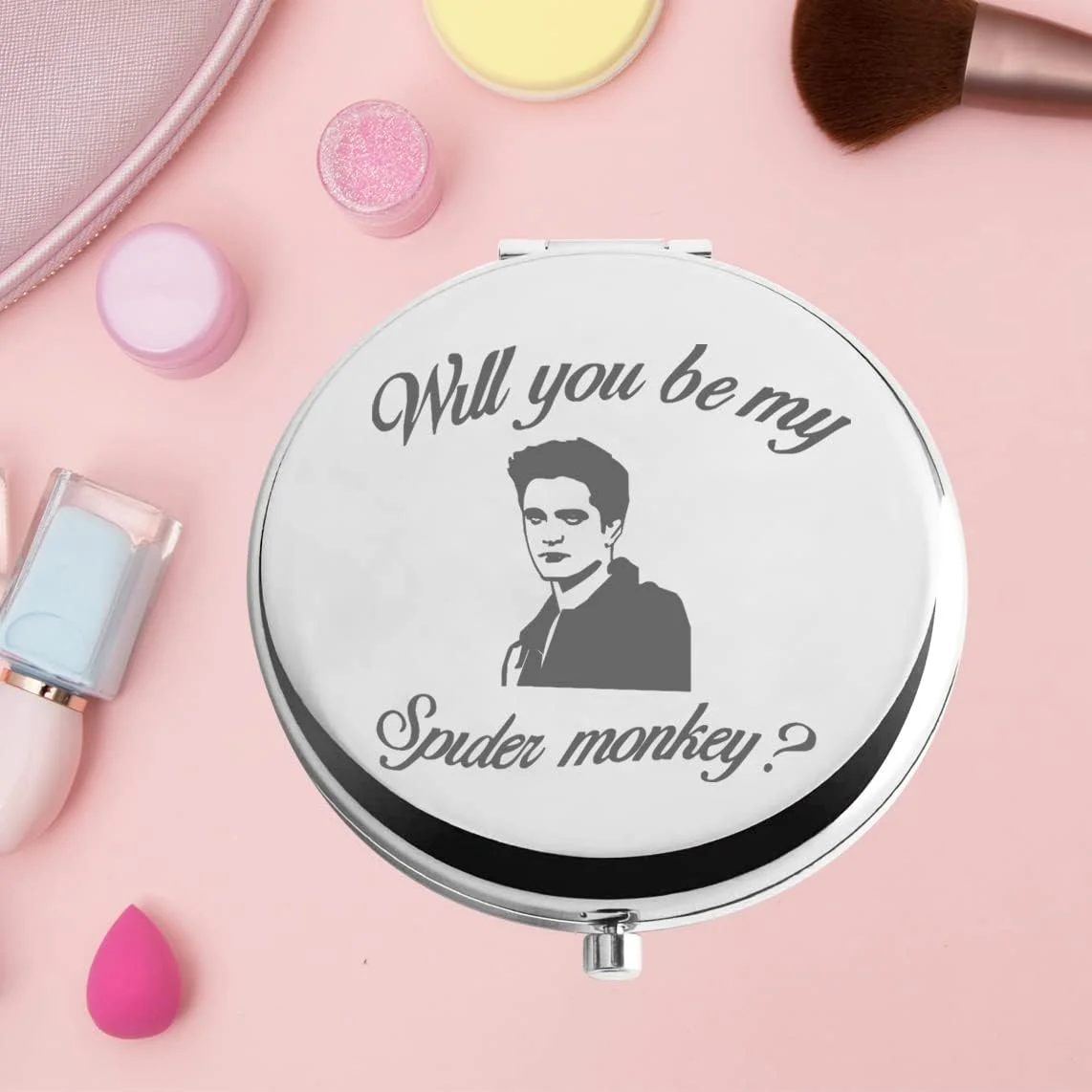 آینه جیبی فیلم گرگ و میش KEYCHIN، هدیه ای برای طرفداران ادوارد و بلا در گرگ و میش، آینه جمع و جور "آیا می خواهی میمون عنکبوتی من باشی" برای زنان، دختران و نوجوانان (میمون عنکبوتی-S)