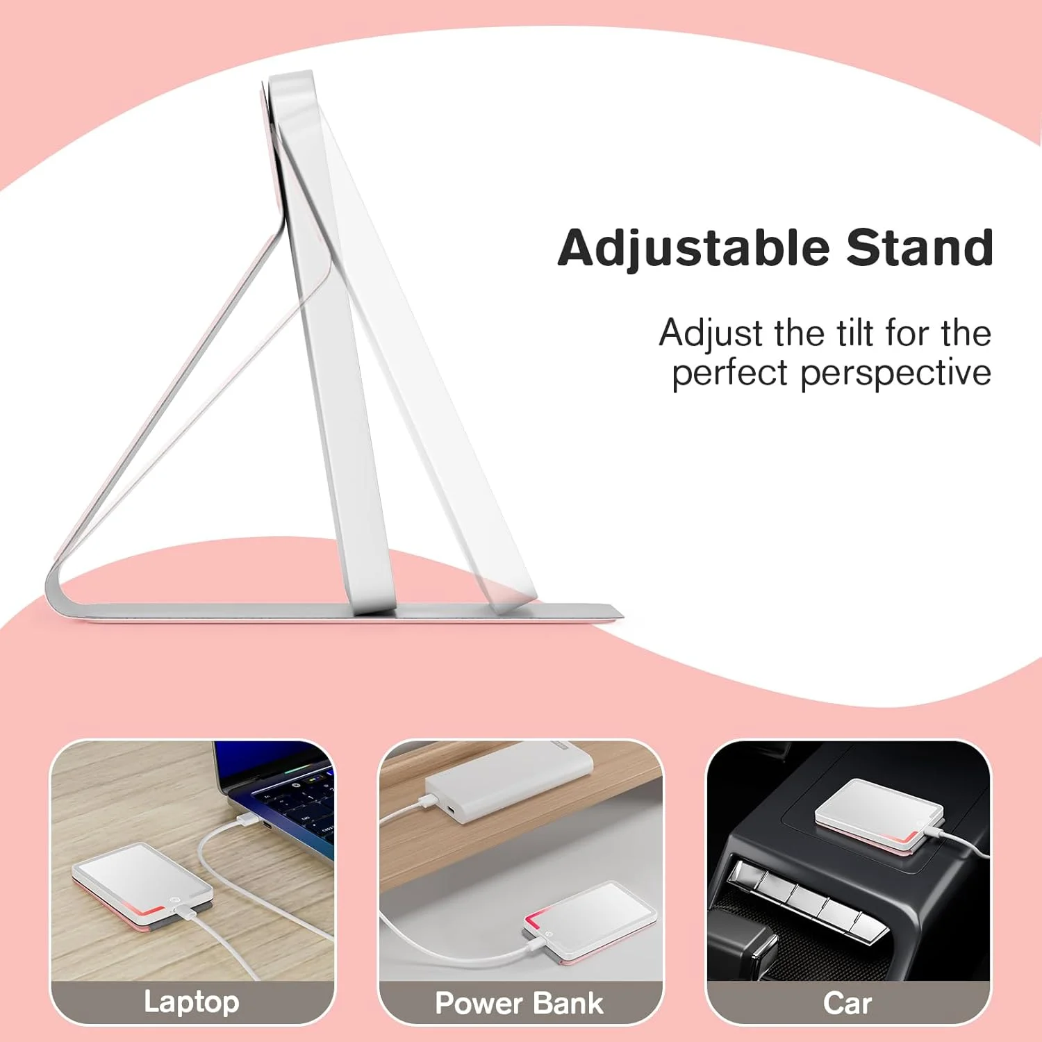 آینه آرایشی LED قابل حمل Kintion، آینه تاشو شارژی، 3 حالت رنگی، آینه کوچک کیف دستی برای زنان، هدیه، صورتی آینه آرایشی LED قابل حمل Kintion، آینه تاشو شارژی، 3 حالت رنگی، آینه کوچک کیف دستی برای زنان، هدیه، صورتی