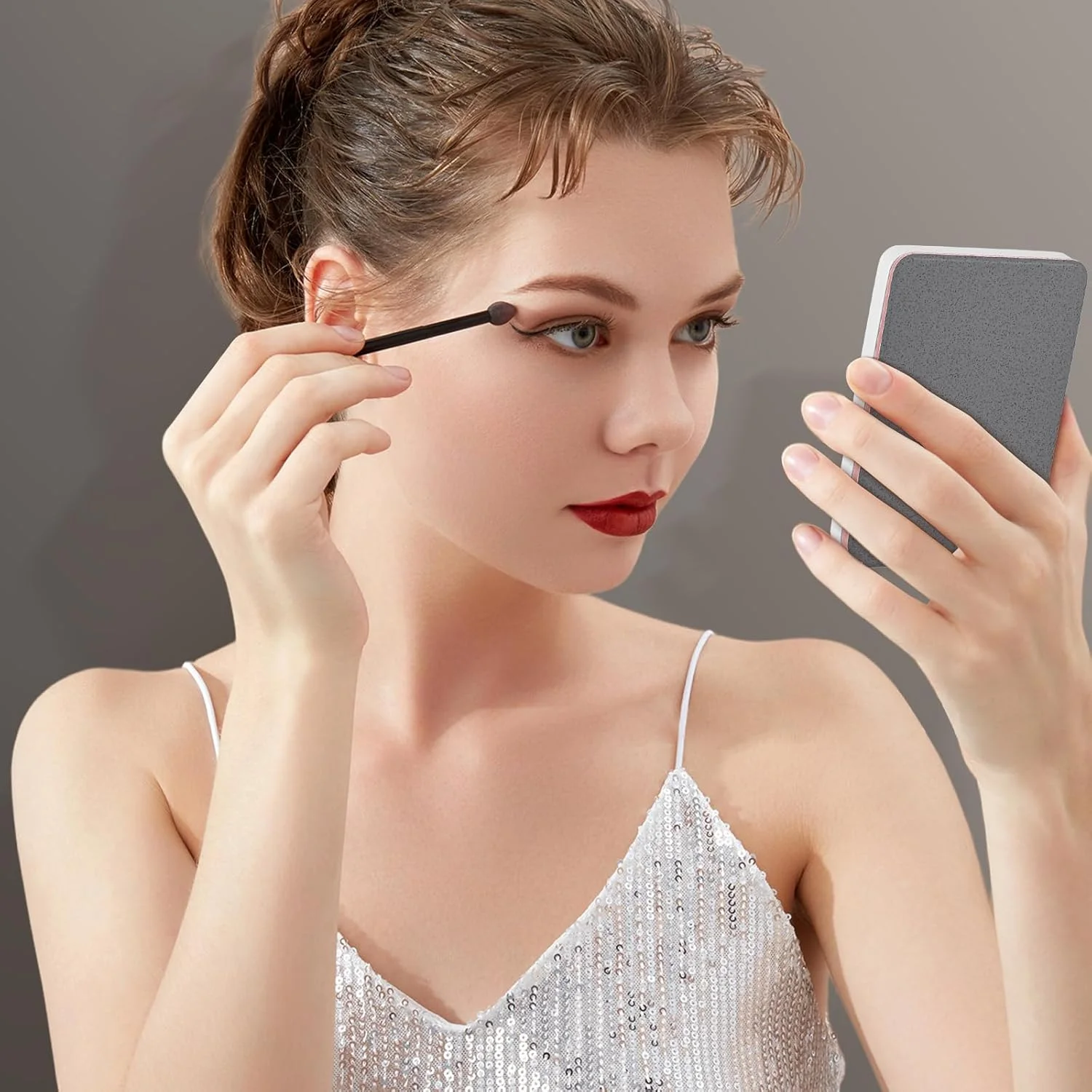 آینه آرایشی LED قابل حمل Kintion، آینه تاشو شارژی، 3 حالت رنگی، آینه کوچک کیف دستی برای زنان، هدیه، صورتی آینه آرایشی LED قابل حمل Kintion، آینه تاشو شارژی، 3 حالت رنگی، آینه کوچک کیف دستی برای زنان، هدیه، صورتی